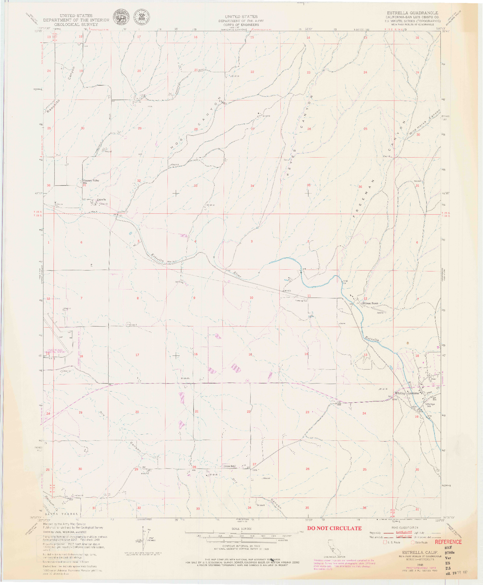 USGS 1:24000-SCALE QUADRANGLE FOR ESTRELLA, CA 1948