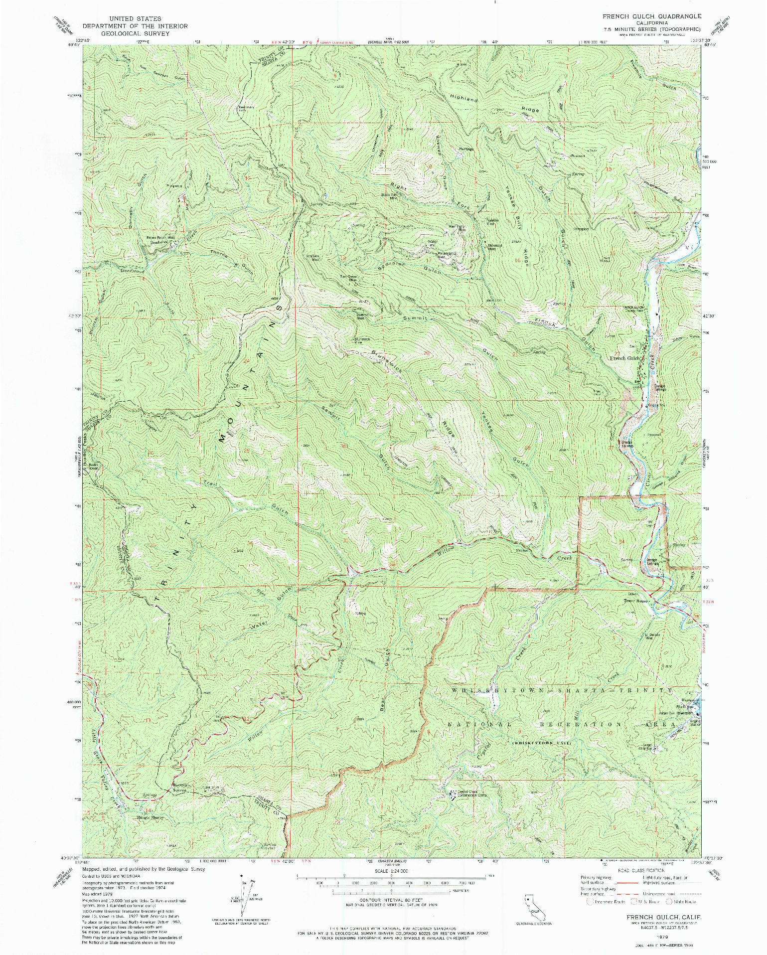 USGS 1:24000-SCALE QUADRANGLE FOR FRENCH GULCH, CA 1979
