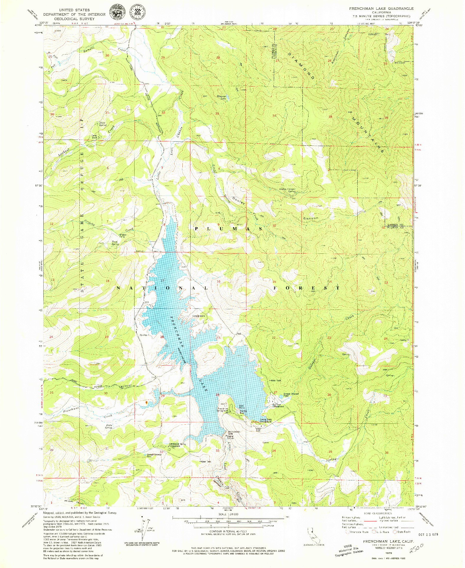 USGS 1:24000-SCALE QUADRANGLE FOR FRENCHMAN LAKE, CA 1979