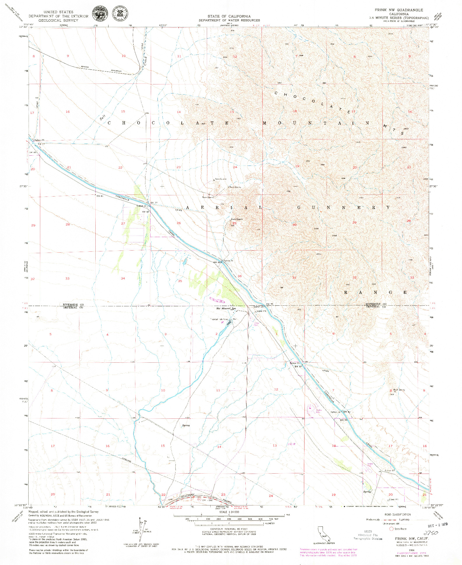USGS 1:24000-SCALE QUADRANGLE FOR FRINK NW, CA 1956