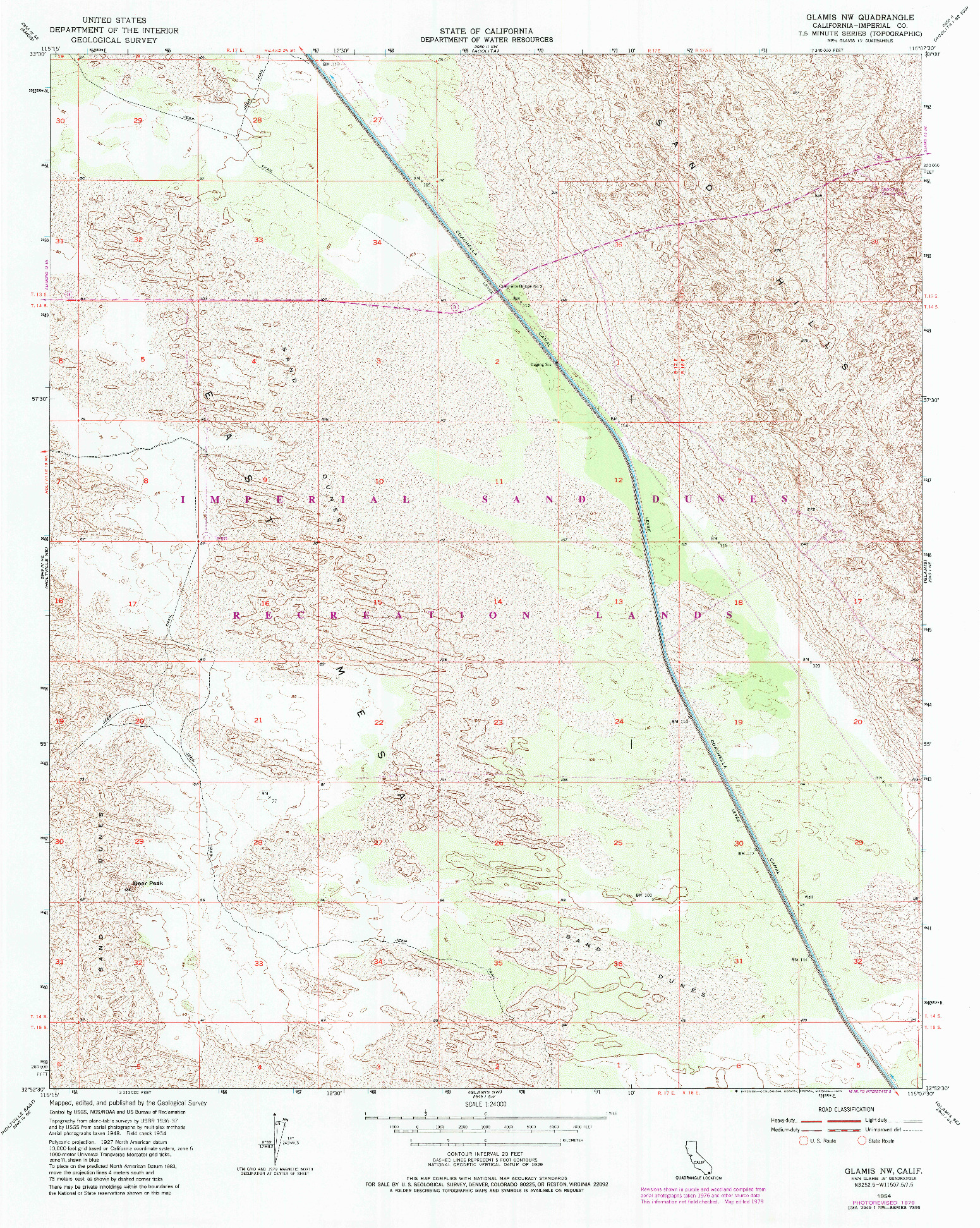 USGS 1:24000-SCALE QUADRANGLE FOR GLAMIS NW, CA 1954