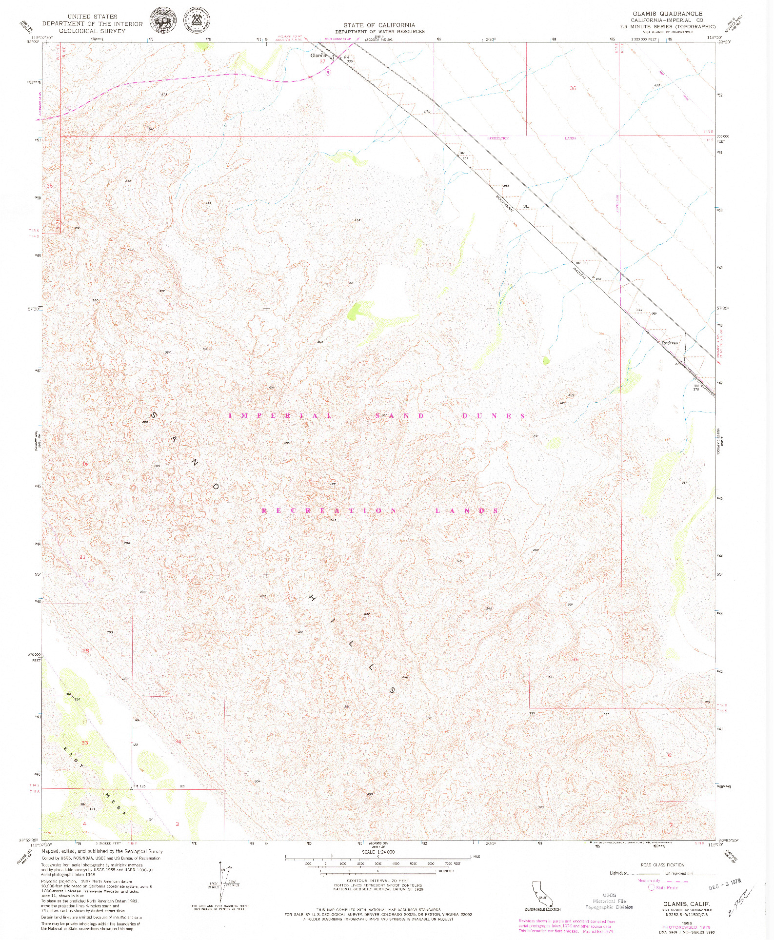 USGS 1:24000-SCALE QUADRANGLE FOR GLAMIS, CA 1955