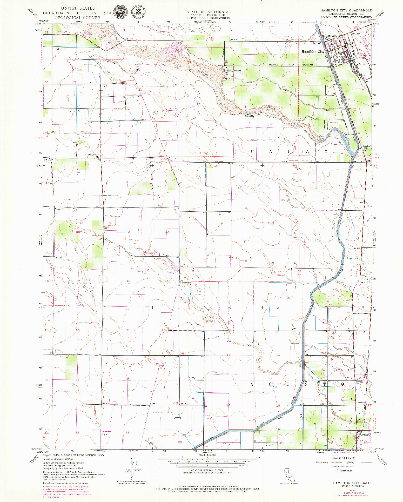 USGS 1:24000-SCALE QUADRANGLE FOR HAMILTON CITY, CA 1949