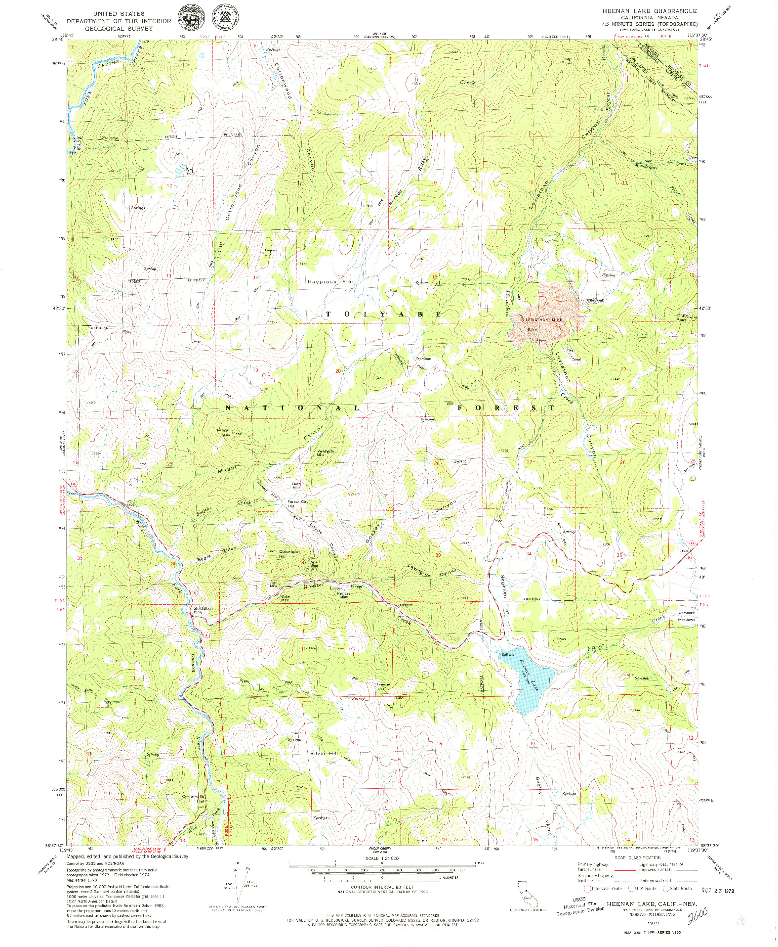 USGS 1:24000-SCALE QUADRANGLE FOR HEENAN LAKE, CA 1979