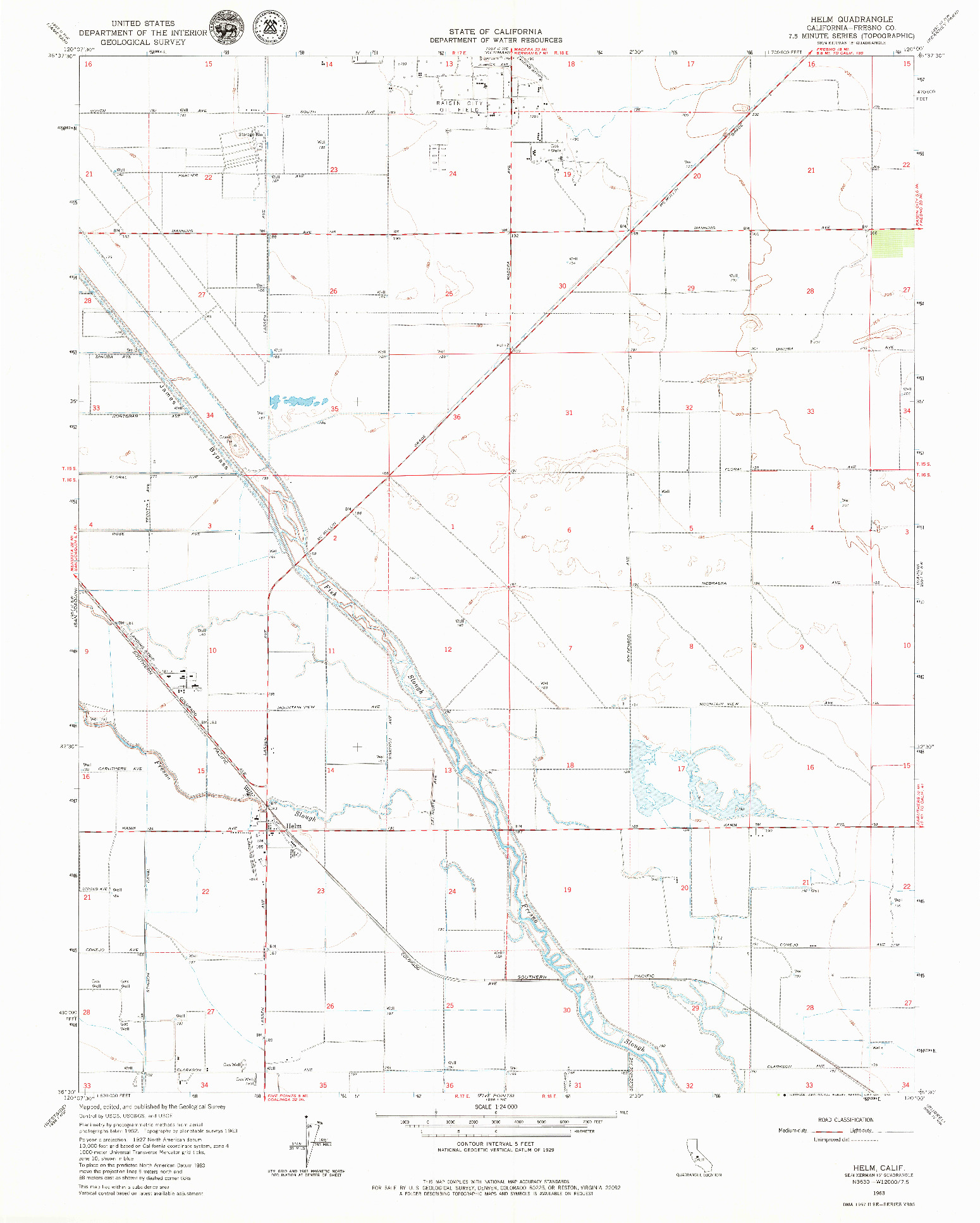 USGS 1:24000-SCALE QUADRANGLE FOR HELM, CA 1963