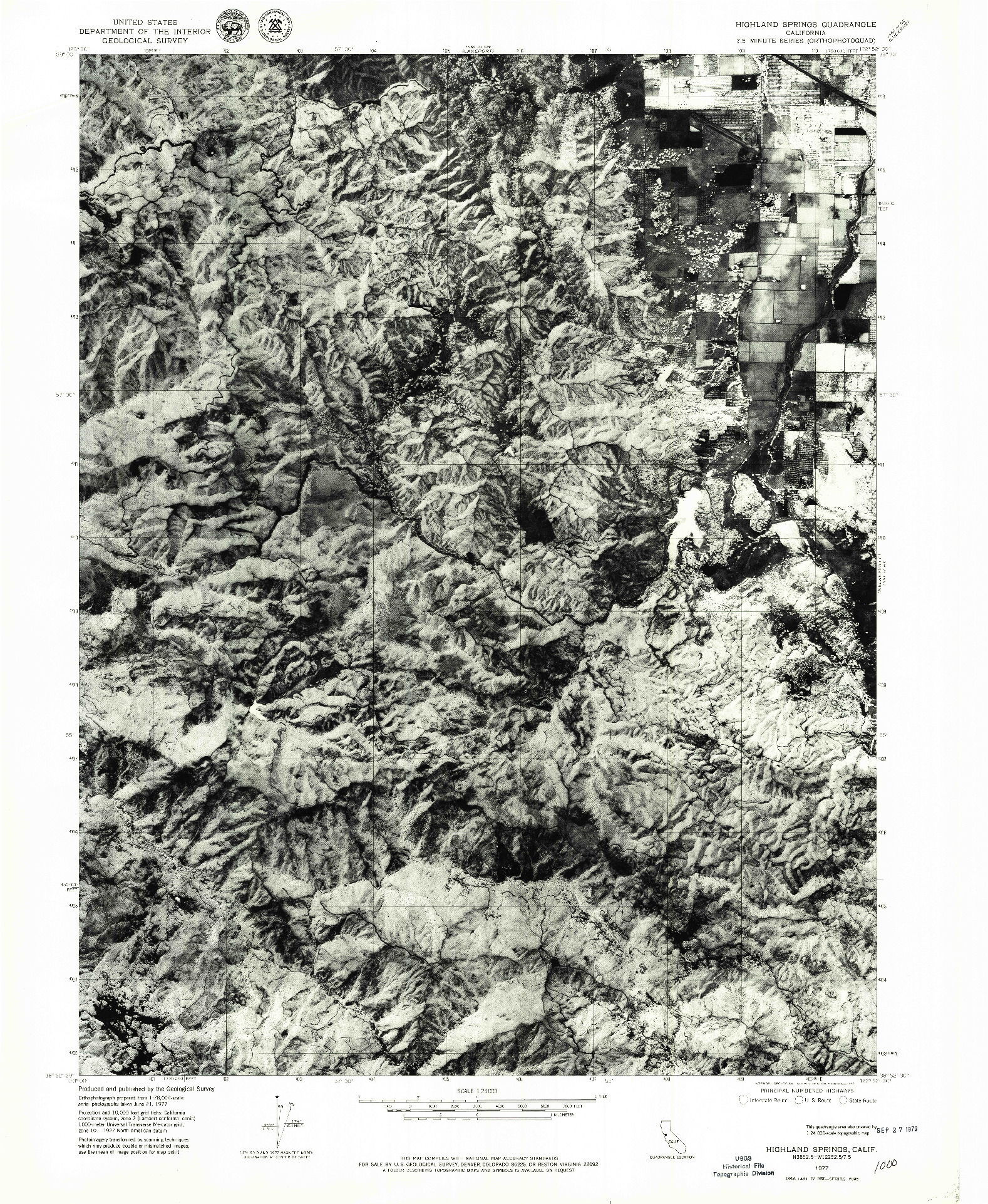 USGS 1:24000-SCALE QUADRANGLE FOR HIGHLAND SPRINGS, CA 1977