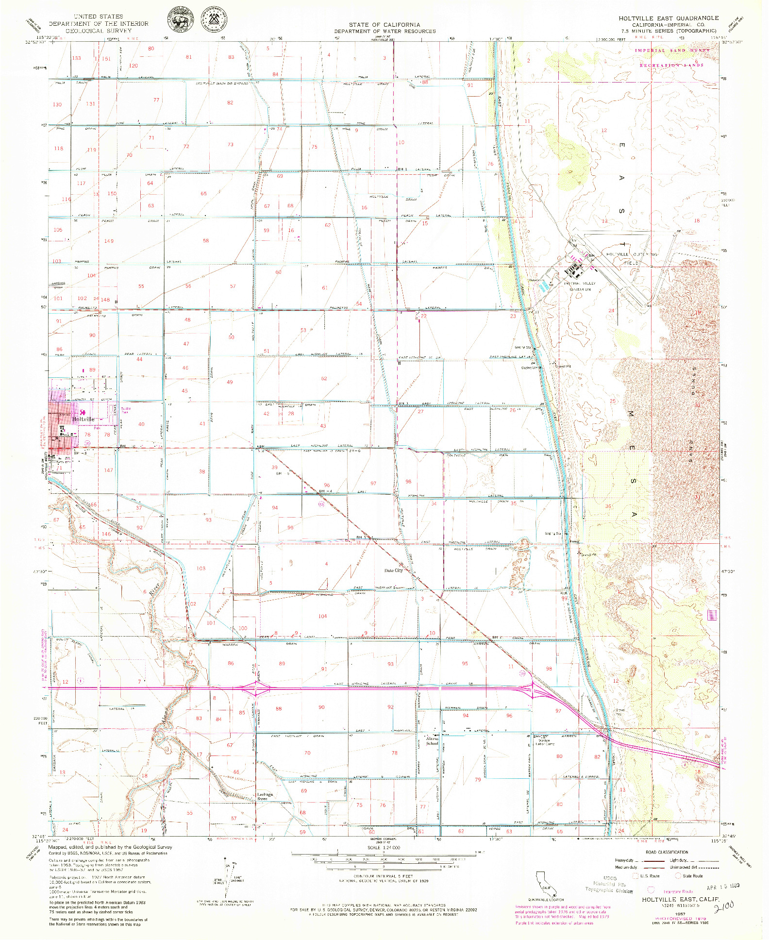 USGS 1:24000-SCALE QUADRANGLE FOR HOLTVILLE EAST, CA 1957