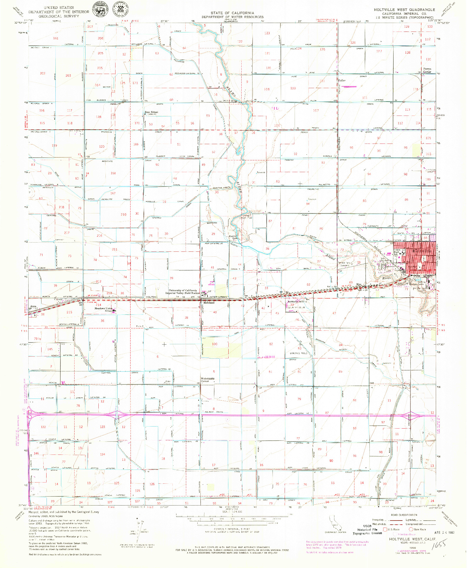 USGS 1:24000-SCALE QUADRANGLE FOR HOLTVILLE WEST, CA 1956