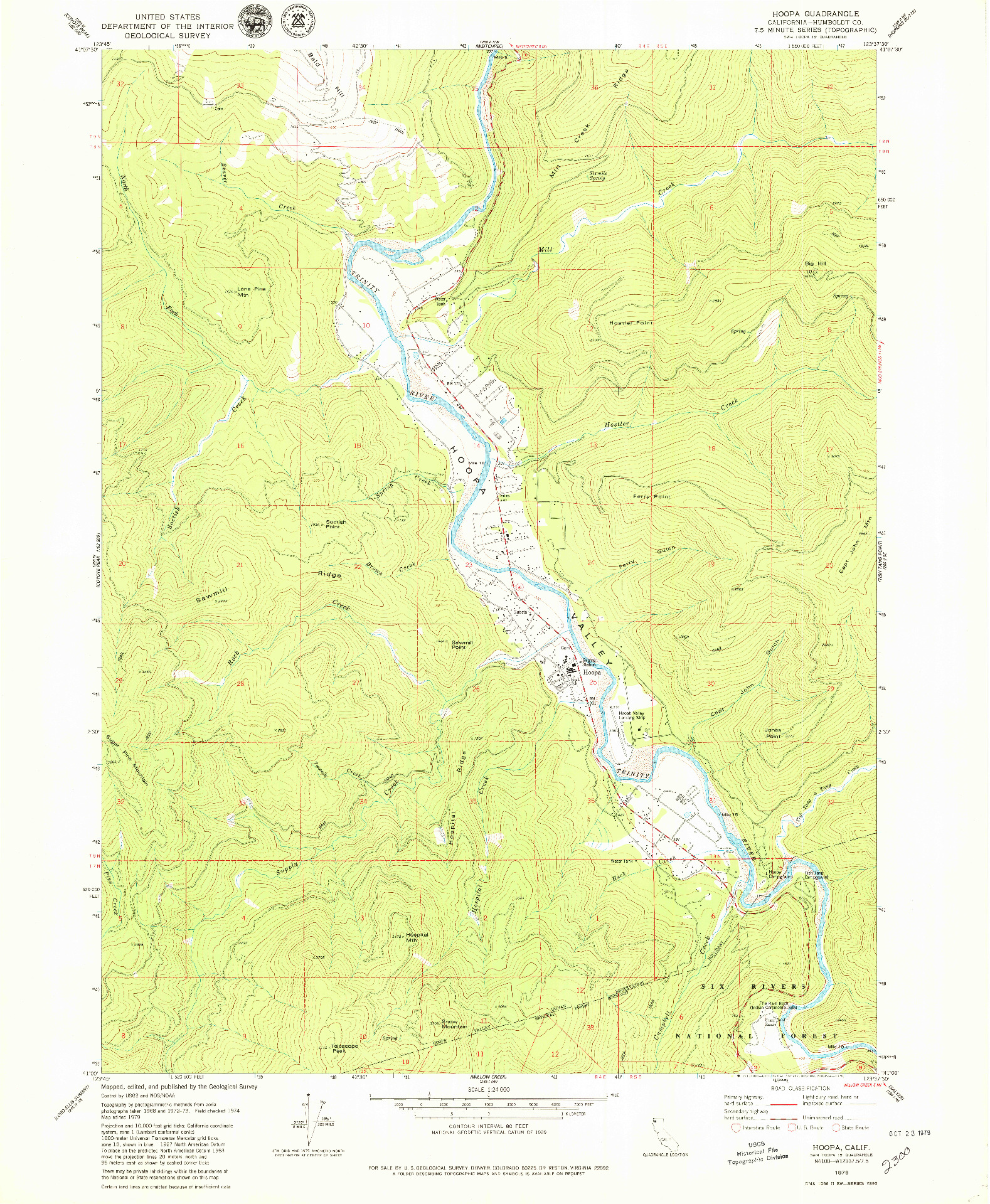 USGS 1:24000-SCALE QUADRANGLE FOR HOOPA, CA 1979