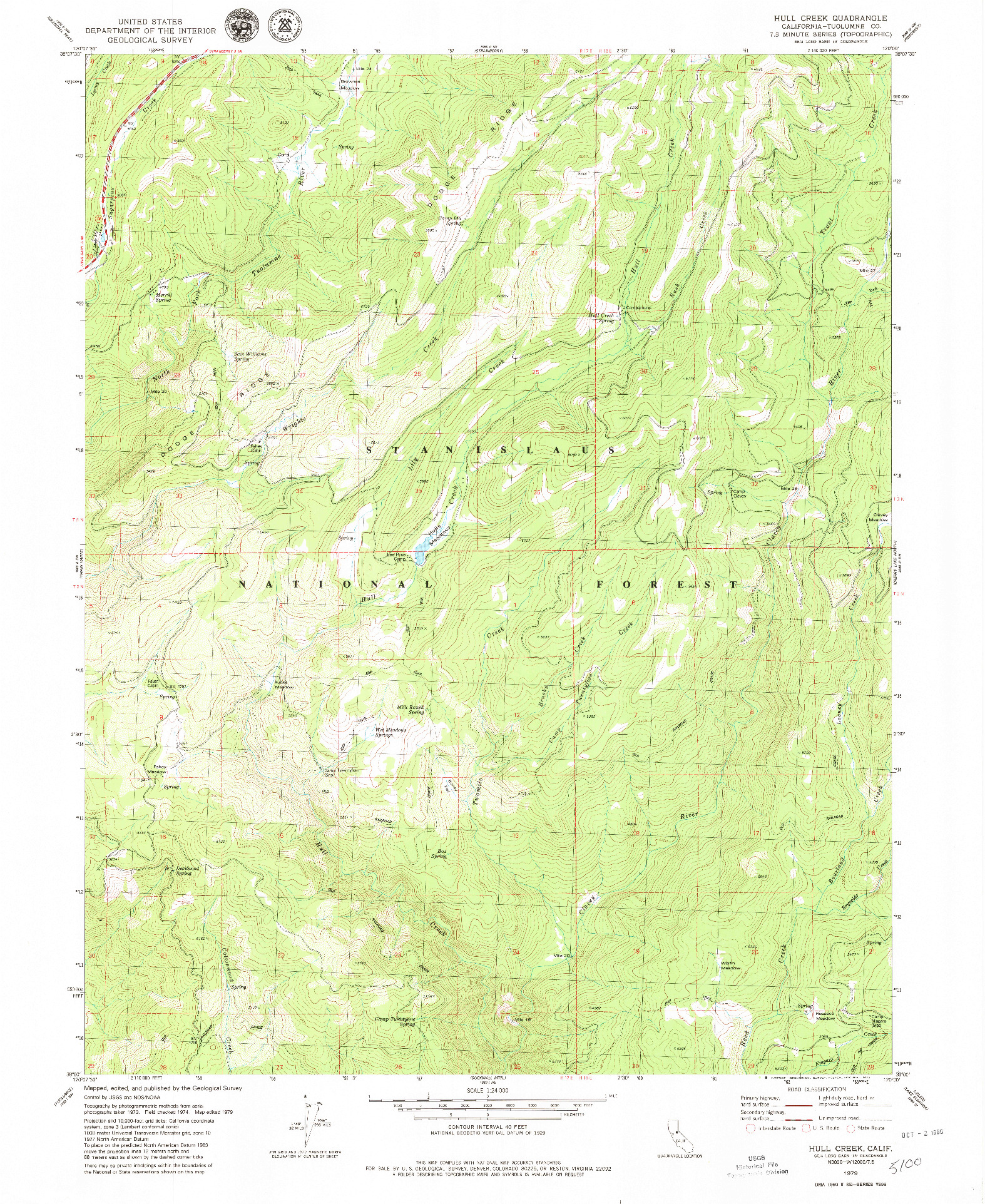 USGS 1:24000-SCALE QUADRANGLE FOR HULL CREEK, CA 1979
