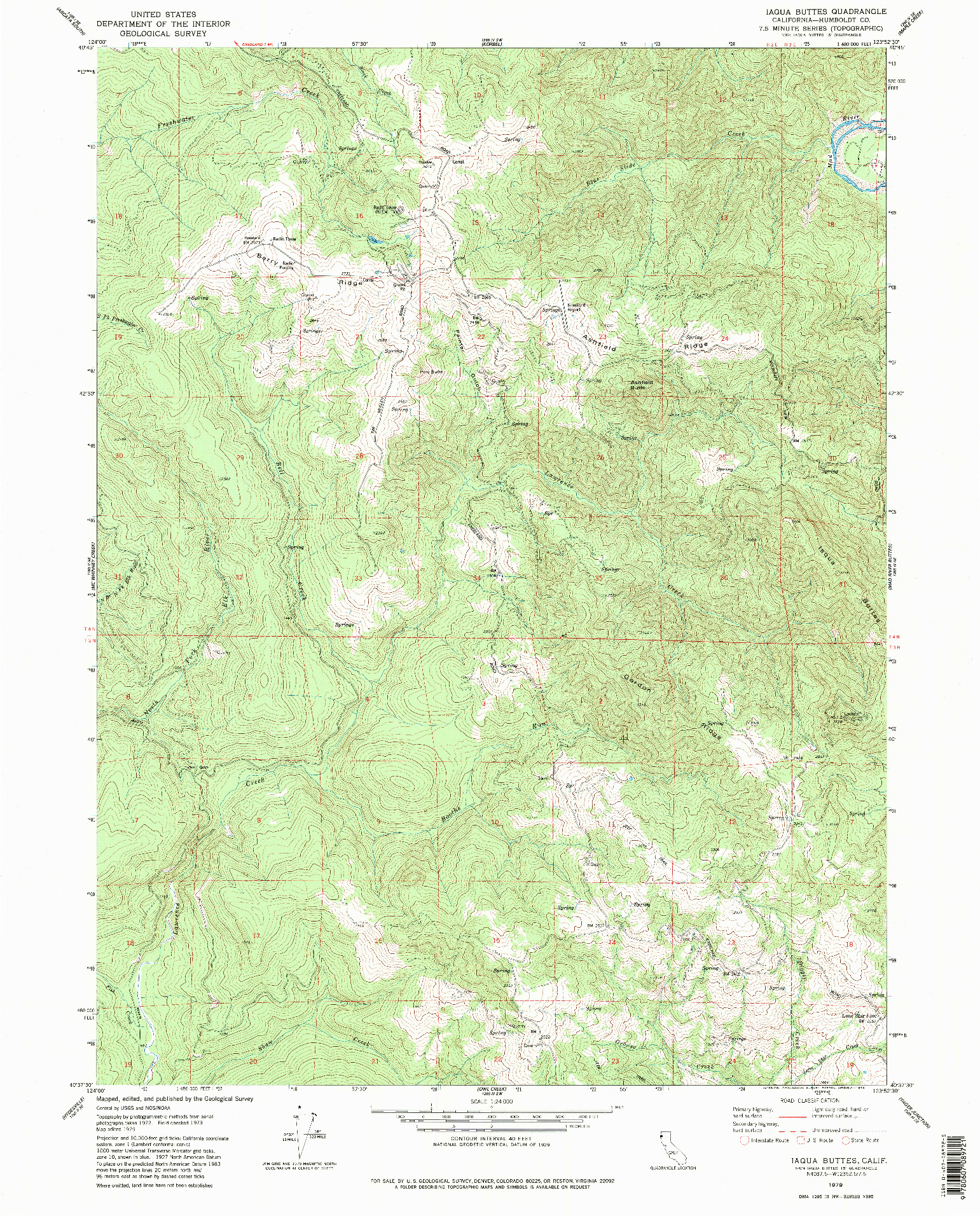 USGS 1:24000-SCALE QUADRANGLE FOR IAQUA BUTTES, CA 1979