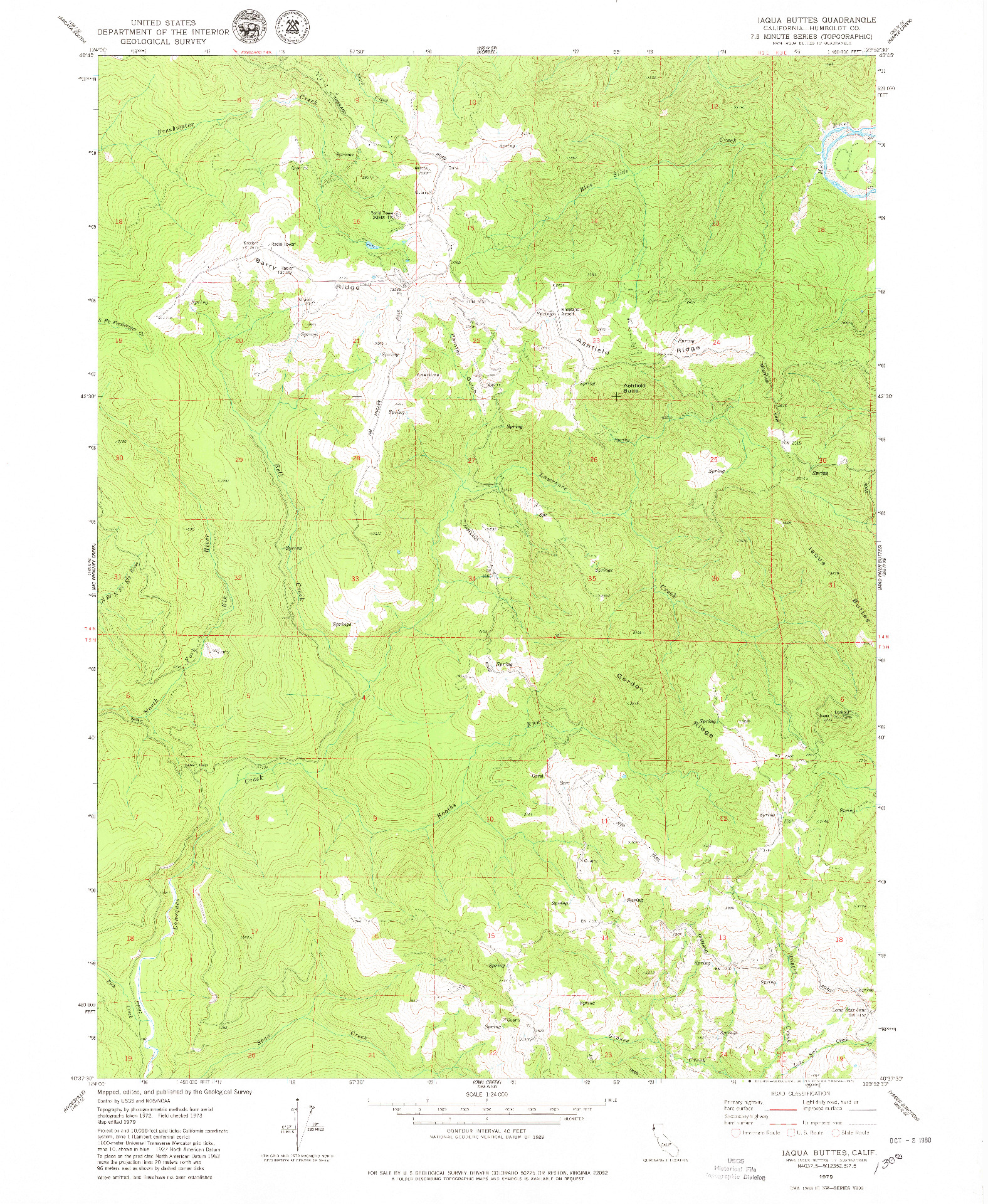 USGS 1:24000-SCALE QUADRANGLE FOR IAQUA BUTTES, CA 1979