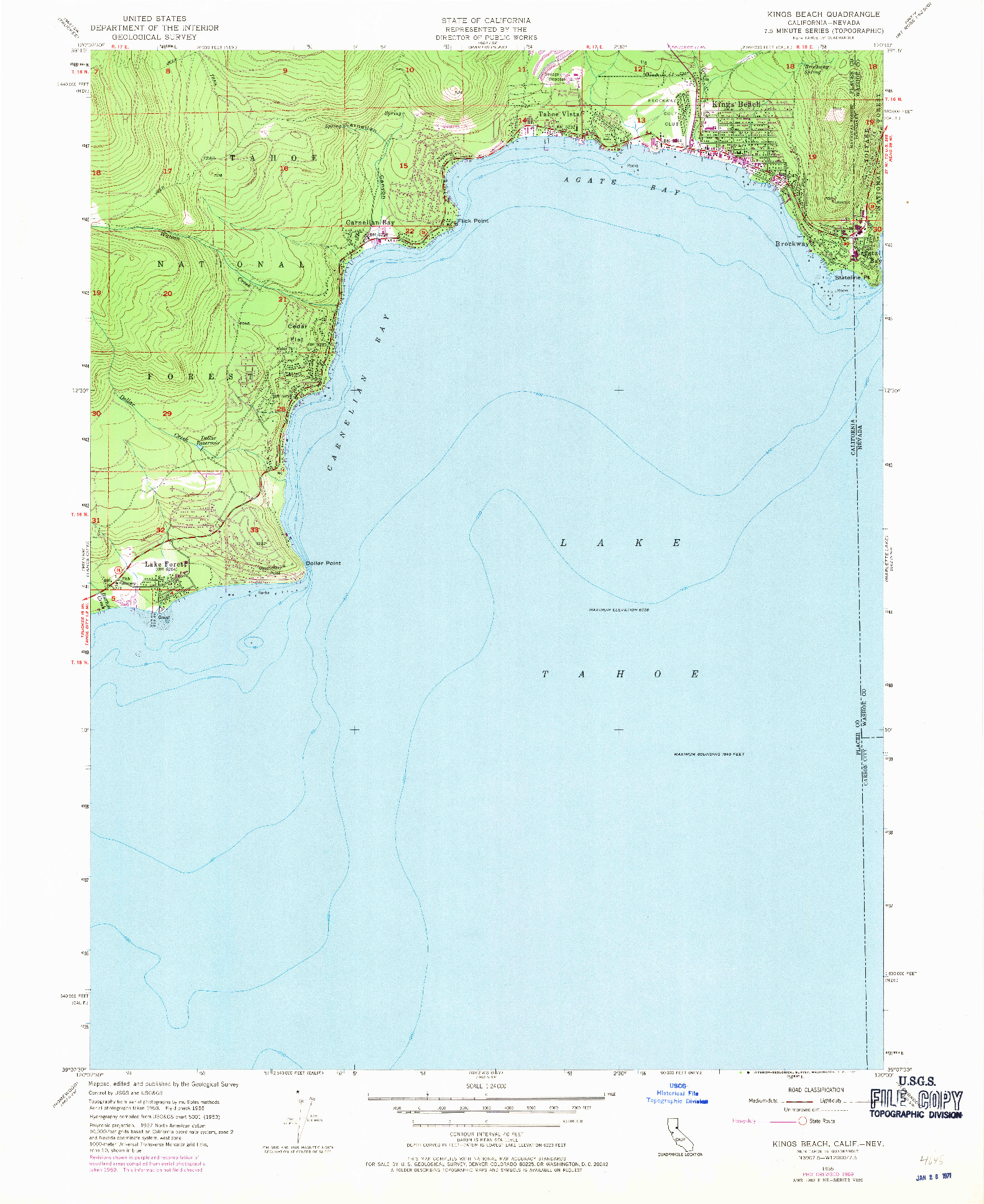 USGS 1:24000-SCALE QUADRANGLE FOR KINGS BEACH, CA 1955