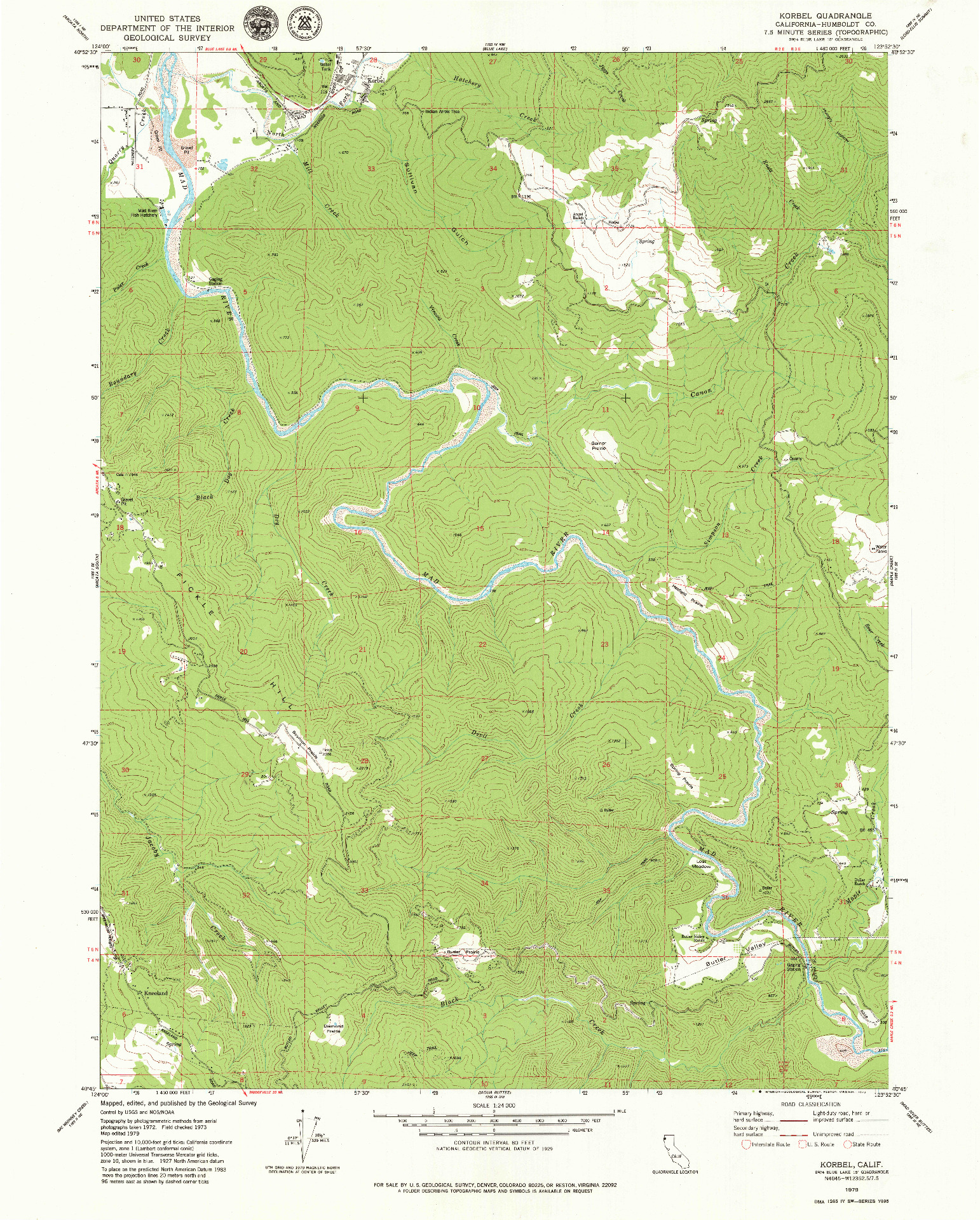 USGS 1:24000-SCALE QUADRANGLE FOR KORBEL, CA 1979