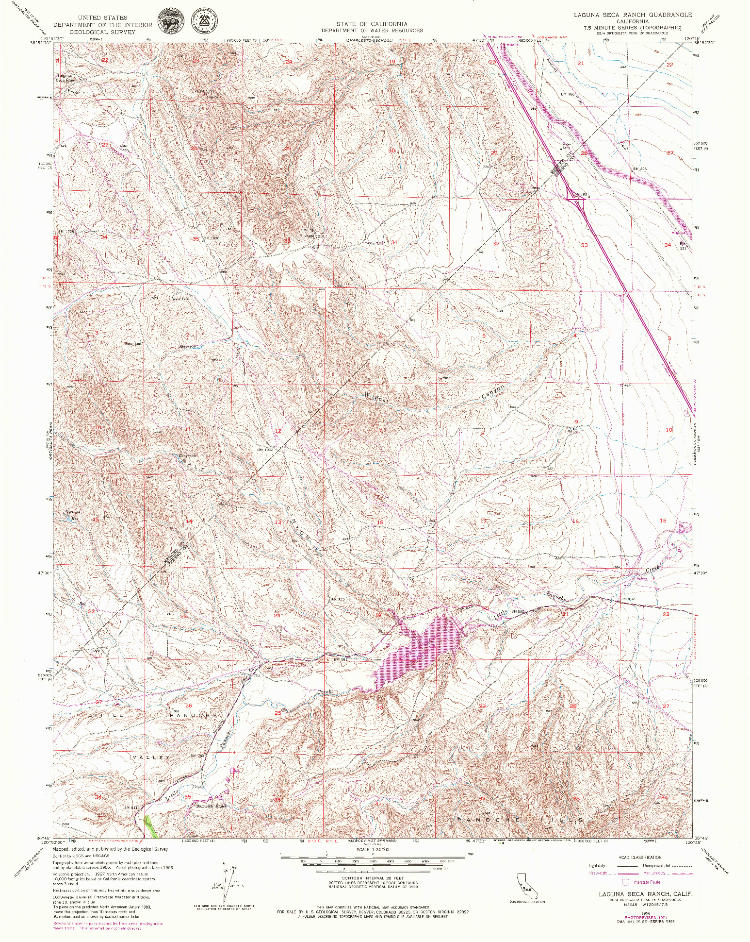 USGS 1:24000-SCALE QUADRANGLE FOR LAGUNA SECA RANCH, CA 1956