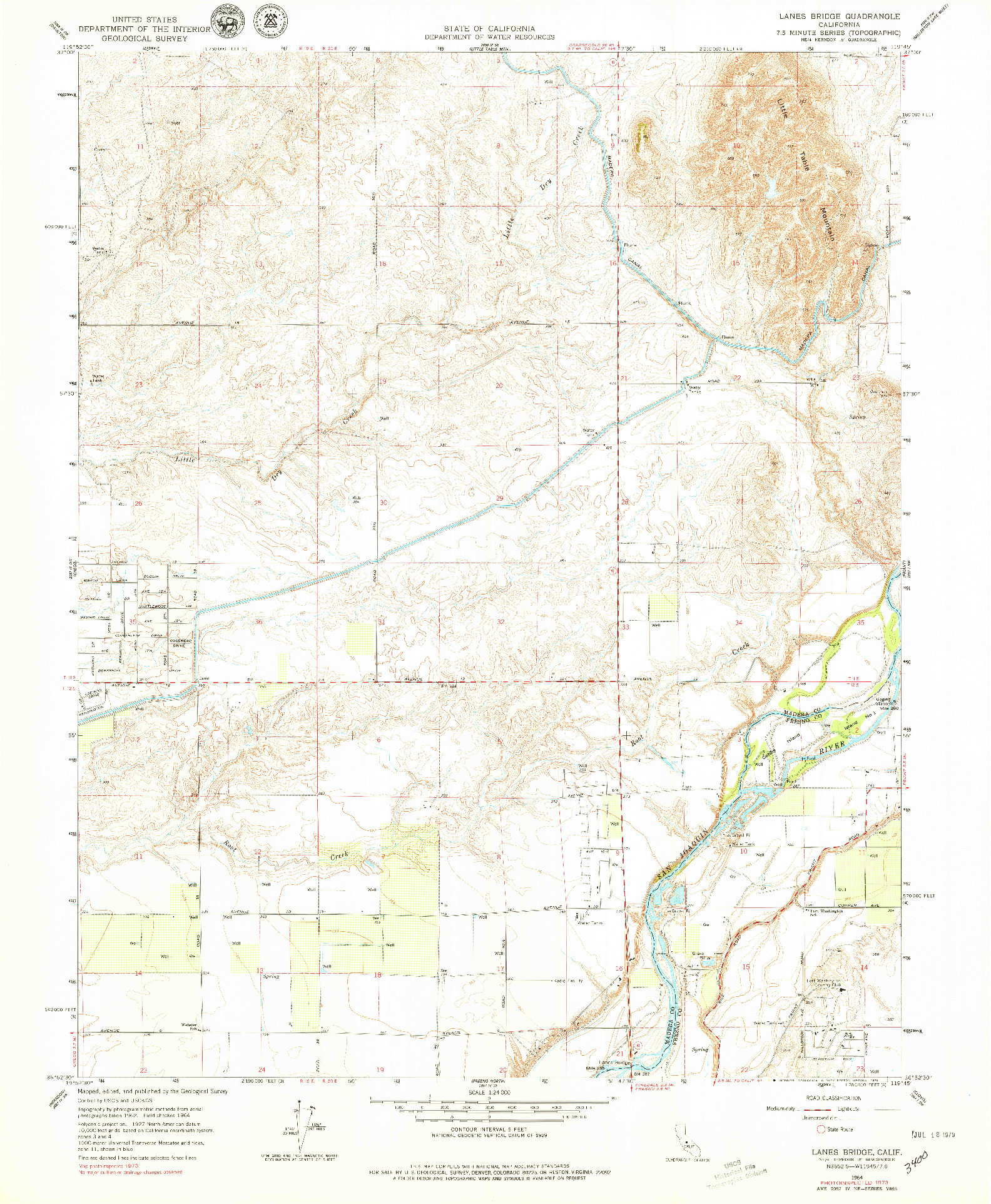 USGS 1:24000-SCALE QUADRANGLE FOR LANES BRIDGE, CA 1964