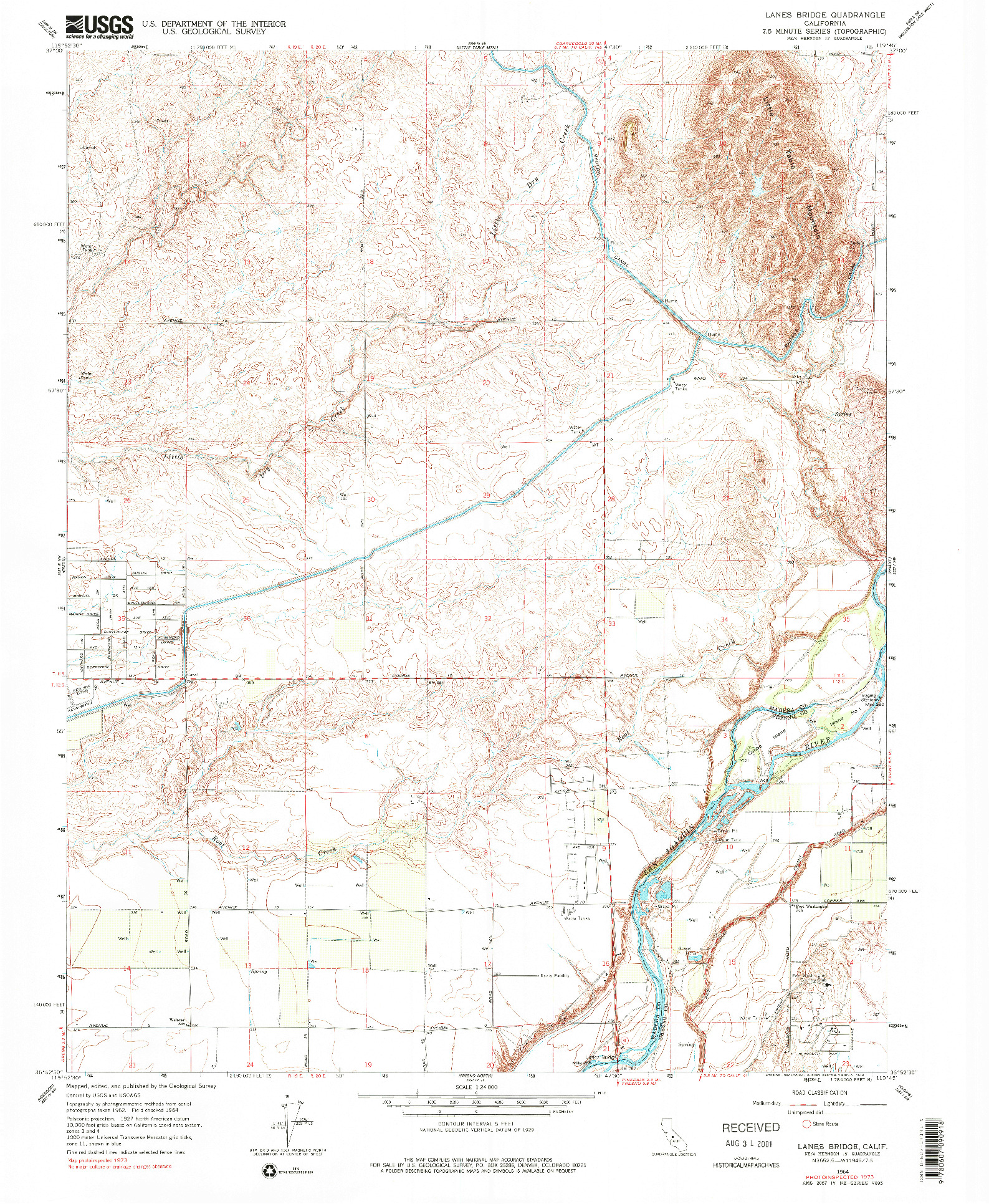 USGS 1:24000-SCALE QUADRANGLE FOR LANES BRIDGE, CA 1964