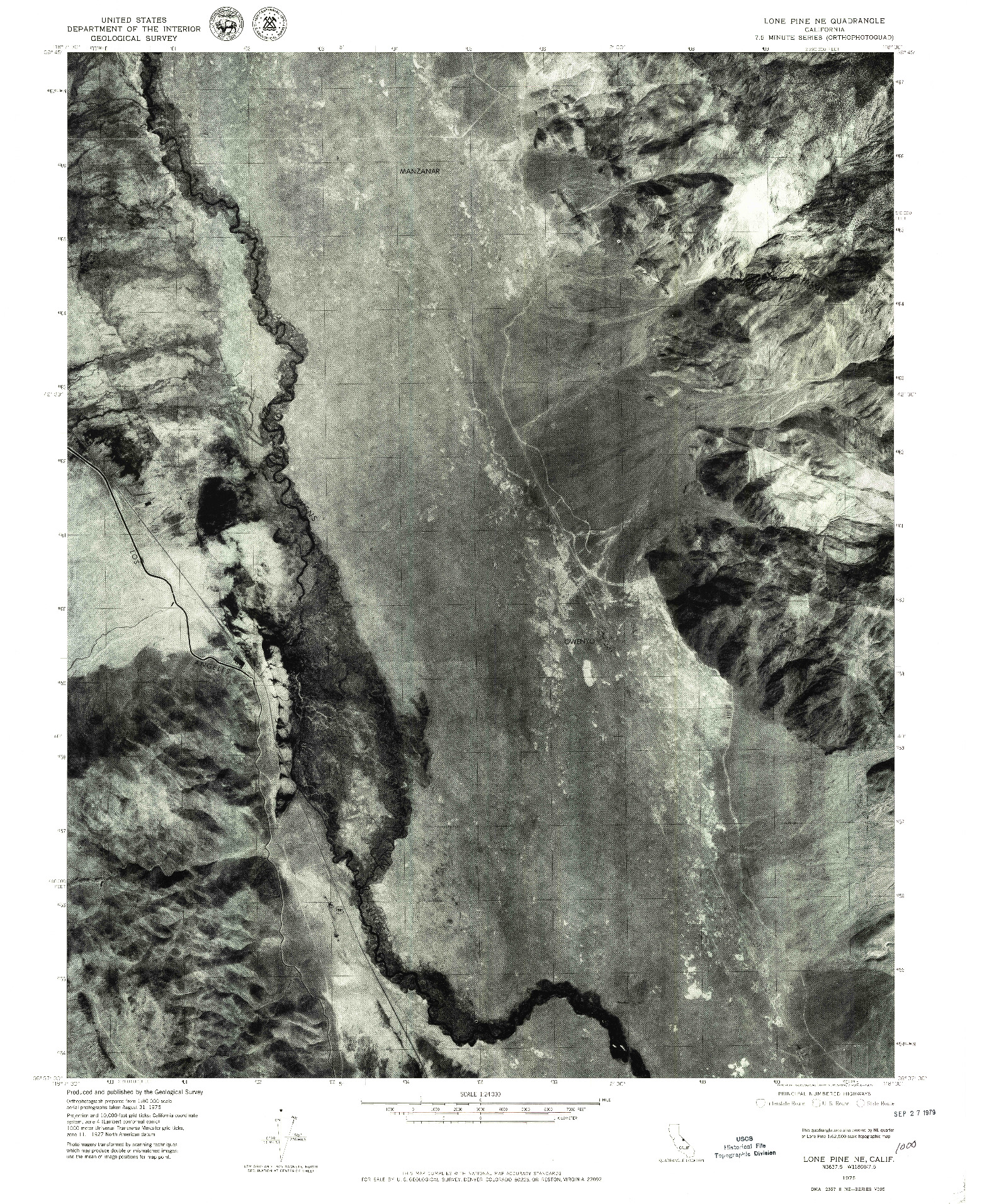 USGS 1:24000-SCALE QUADRANGLE FOR LONE PINE NE, CA 1975