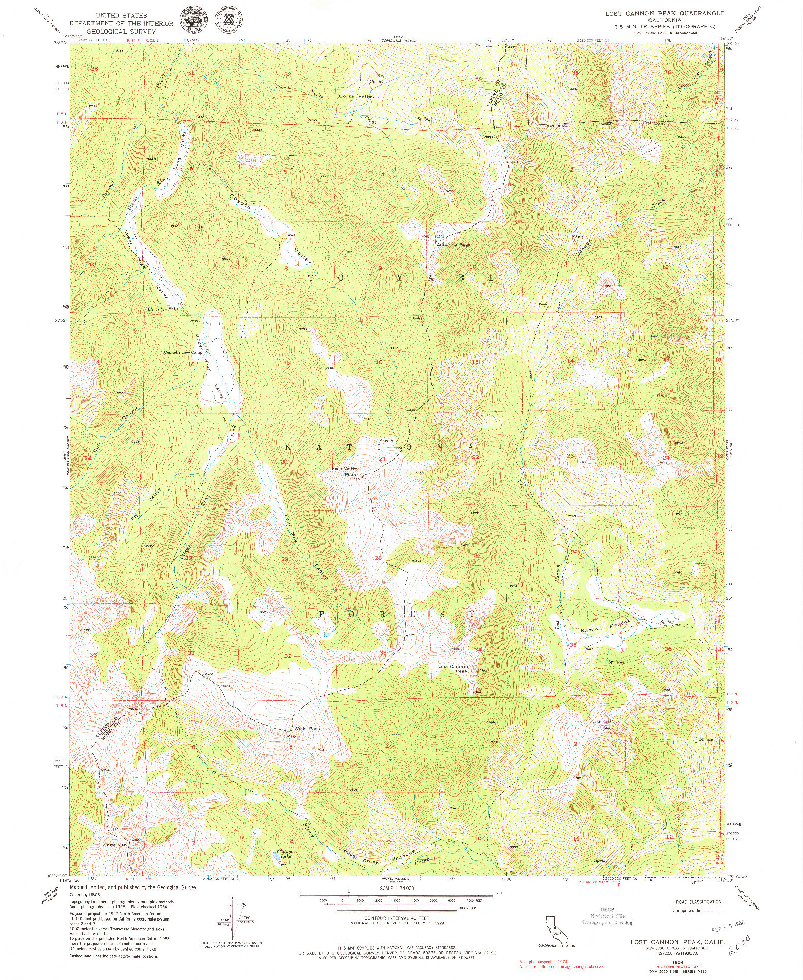 USGS 1:24000-SCALE QUADRANGLE FOR LOST CANNON PEAK, CA 1954