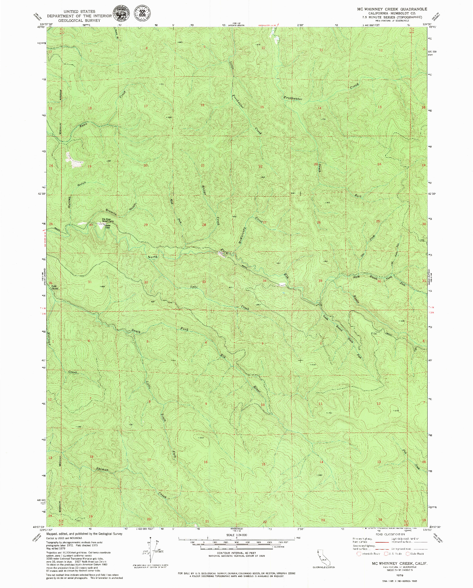 USGS 1:24000-SCALE QUADRANGLE FOR MC WHINNEY CREEK, CA 1979