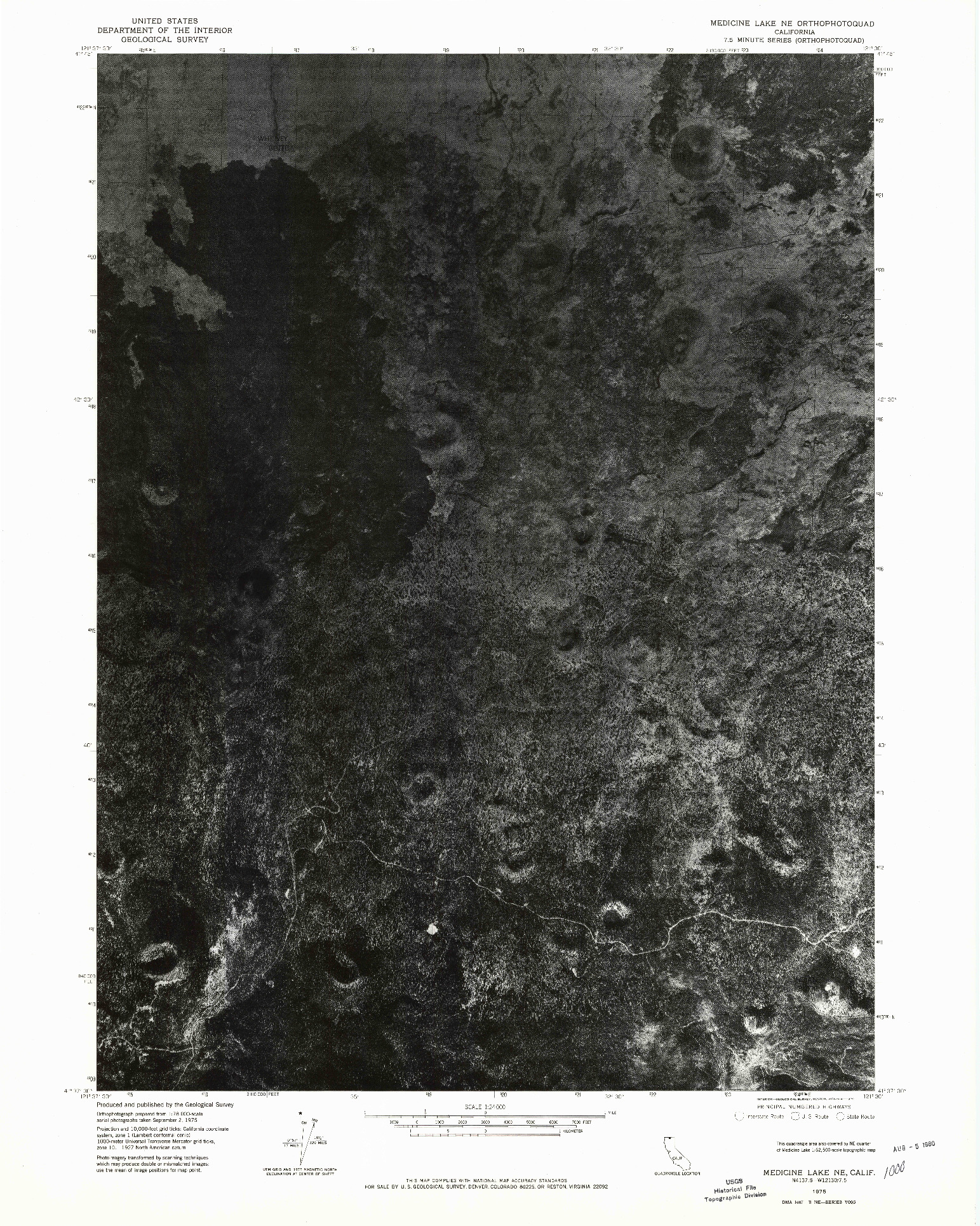 USGS 1:24000-SCALE QUADRANGLE FOR MEDICINE LAKE NE, CA 1975