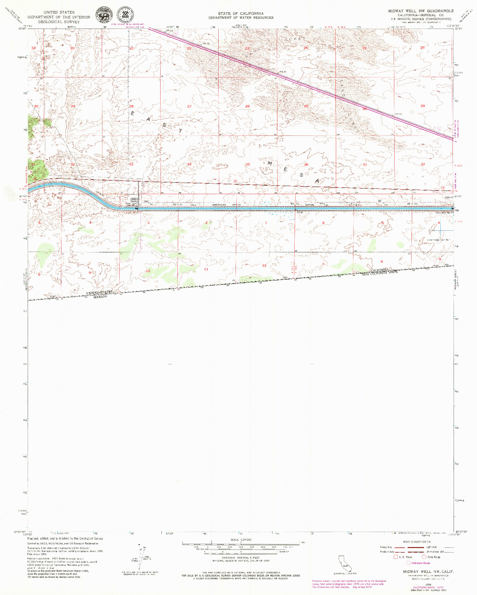 USGS 1:24000-SCALE QUADRANGLE FOR MIDWAY WELL NW, CA 1954