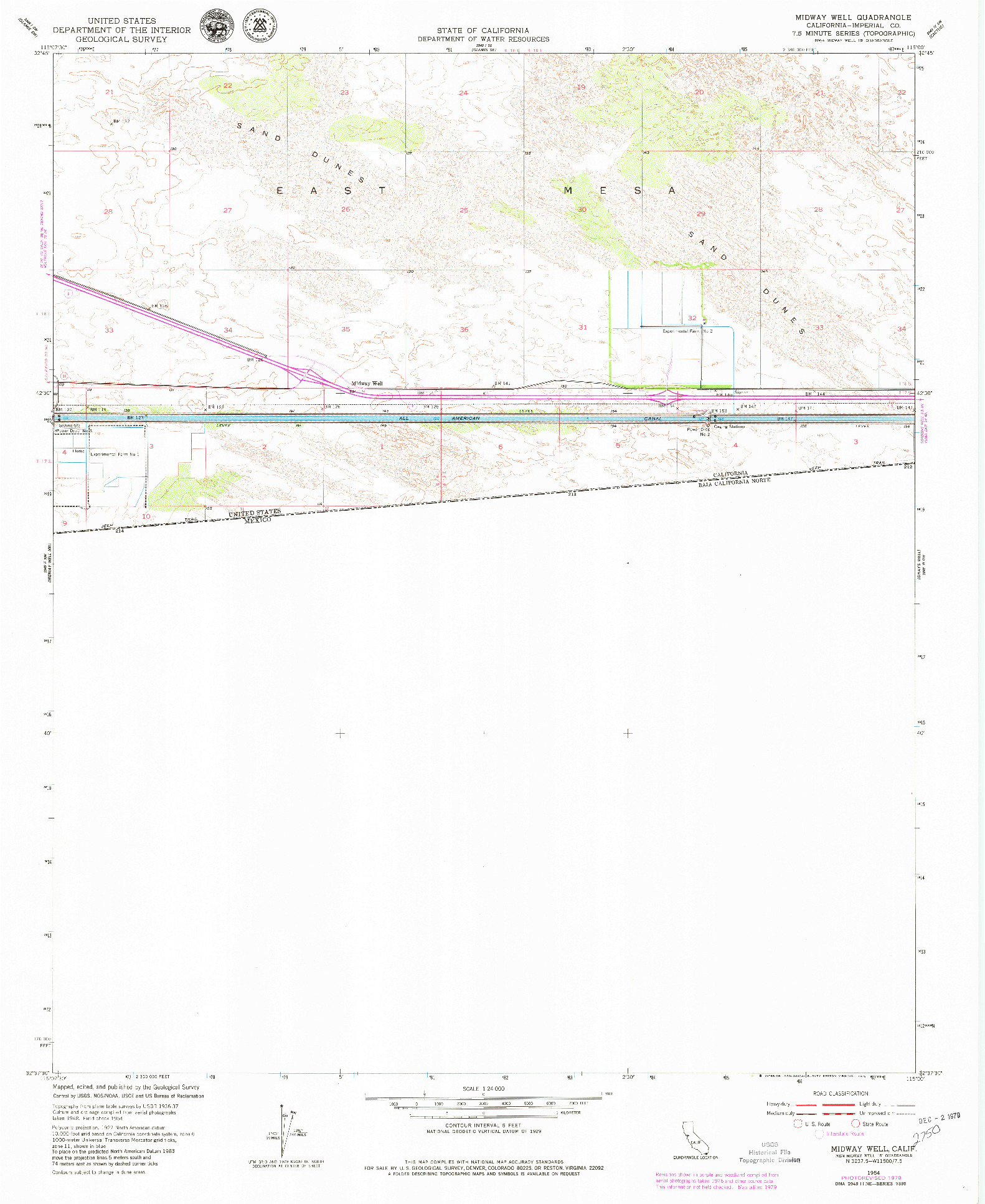 USGS 1:24000-SCALE QUADRANGLE FOR MIDWAY WELL, CA 1954