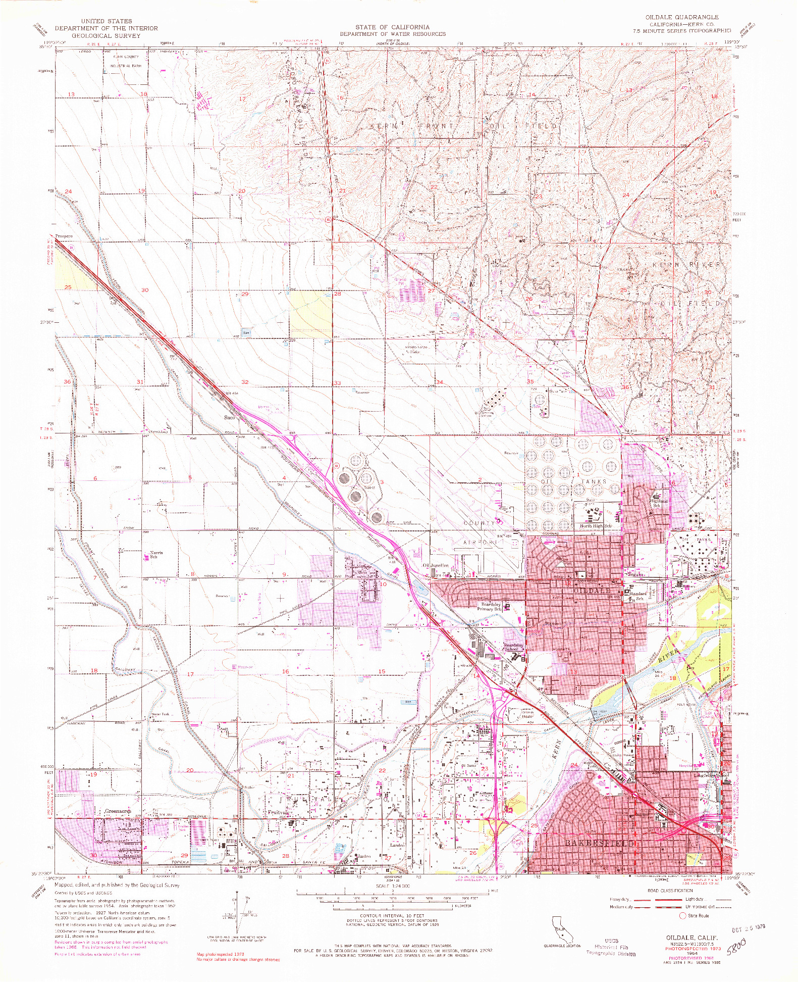 USGS 1:24000-SCALE QUADRANGLE FOR OILDALE, CA 1954