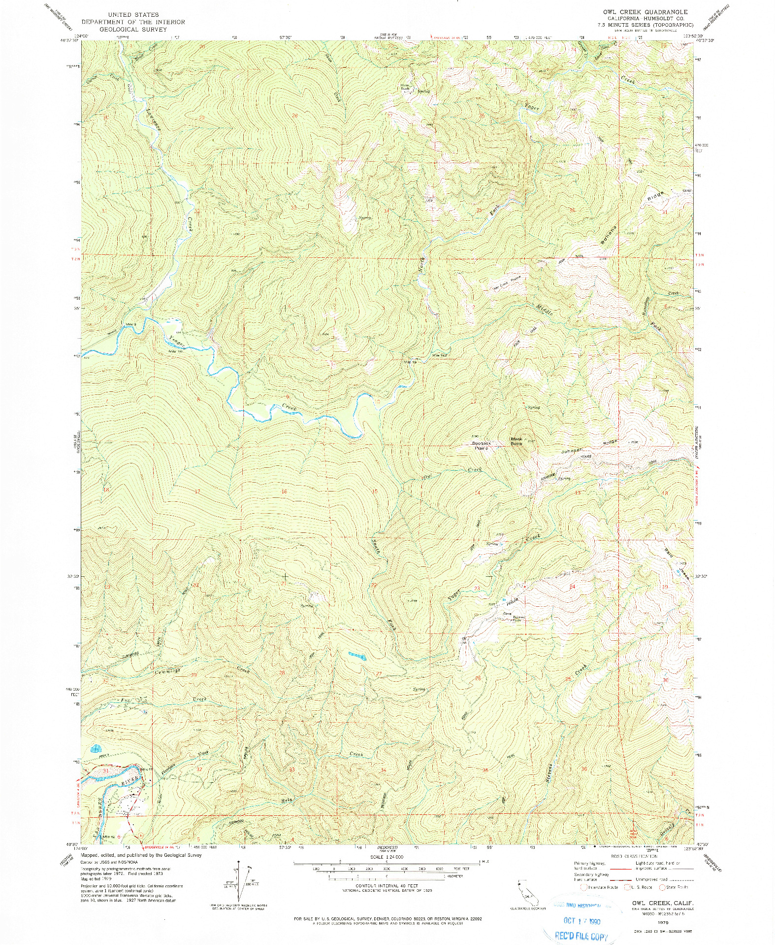 USGS 1:24000-SCALE QUADRANGLE FOR OWL CREEK, CA 1979