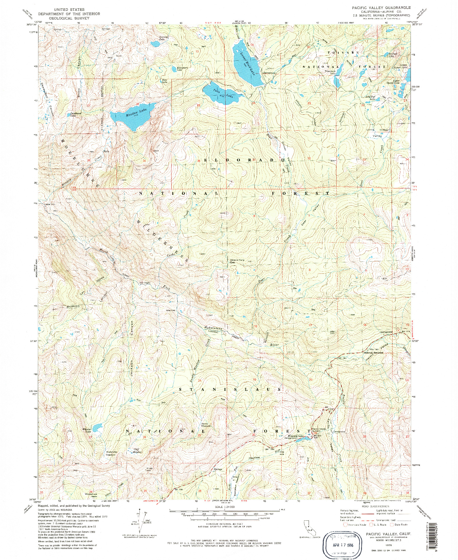 USGS 1:24000-SCALE QUADRANGLE FOR PACIFIC VALLEY, CA 1979