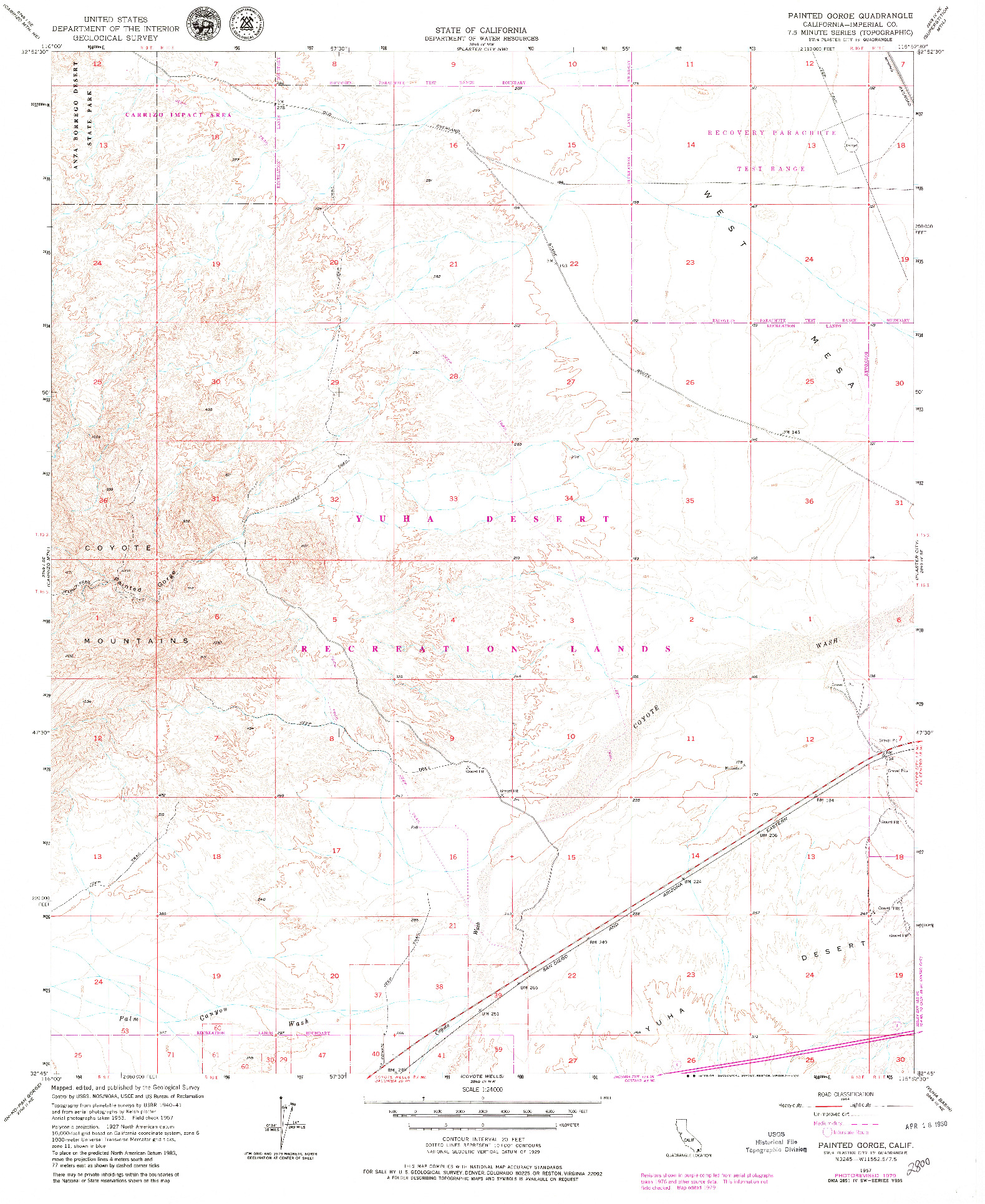 USGS 1:24000-SCALE QUADRANGLE FOR PAINTED GORGE, CA 1957