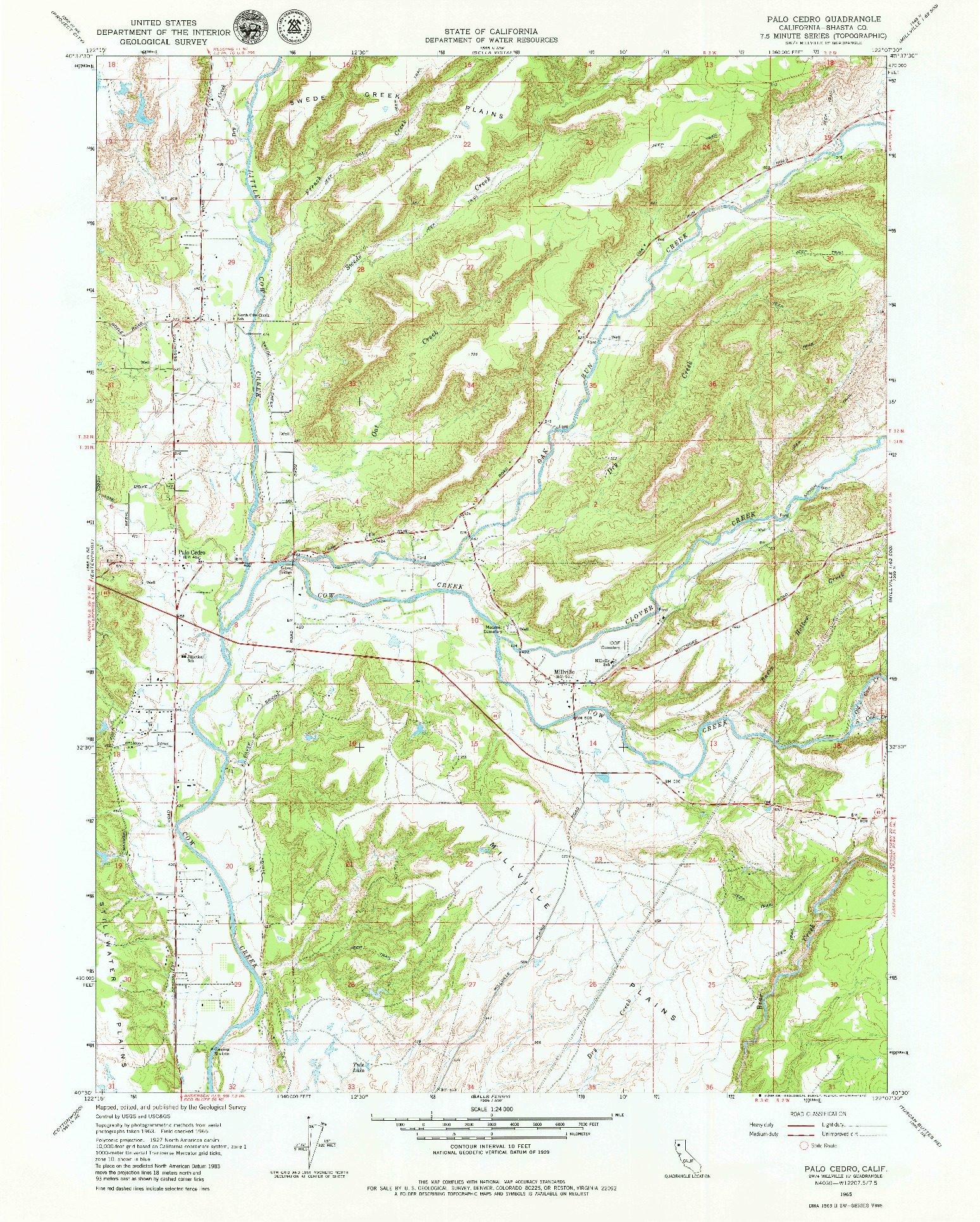 USGS 1:24000-SCALE QUADRANGLE FOR PALO CEDRO, CA 1965