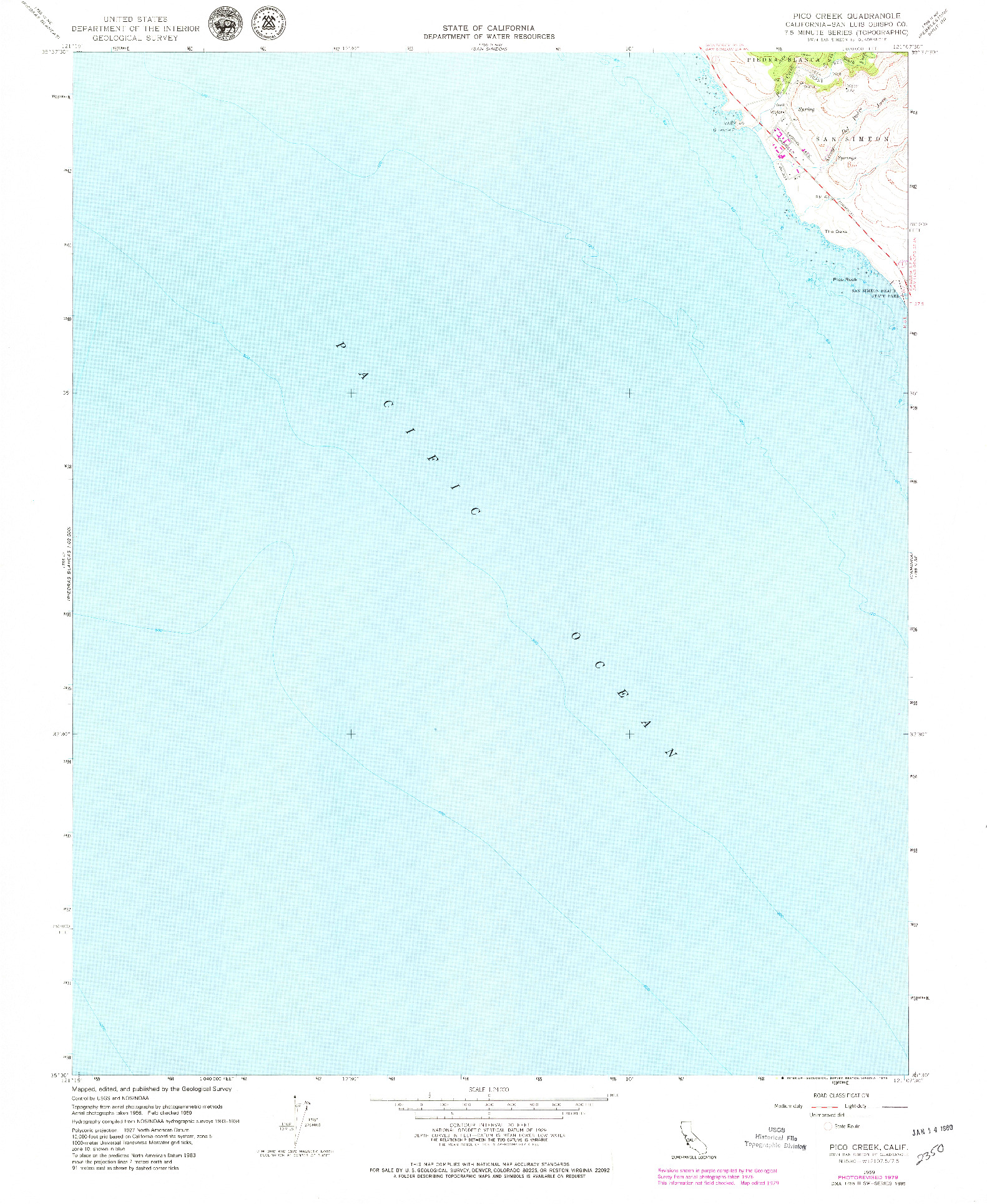 USGS 1:24000-SCALE QUADRANGLE FOR PICO CREEK, CA 1959