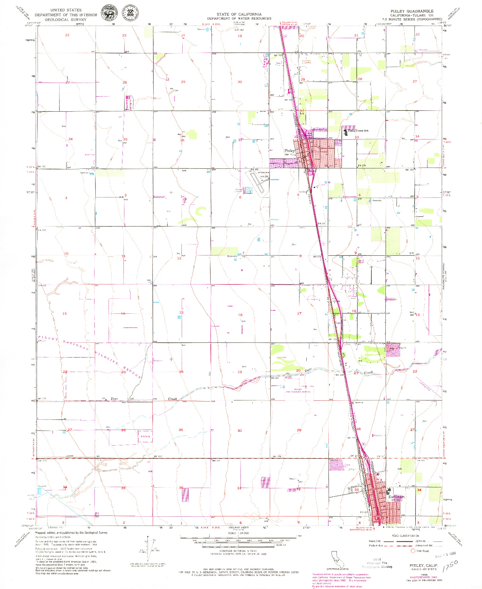 USGS 1:24000-SCALE QUADRANGLE FOR PIXLEY, CA 1954