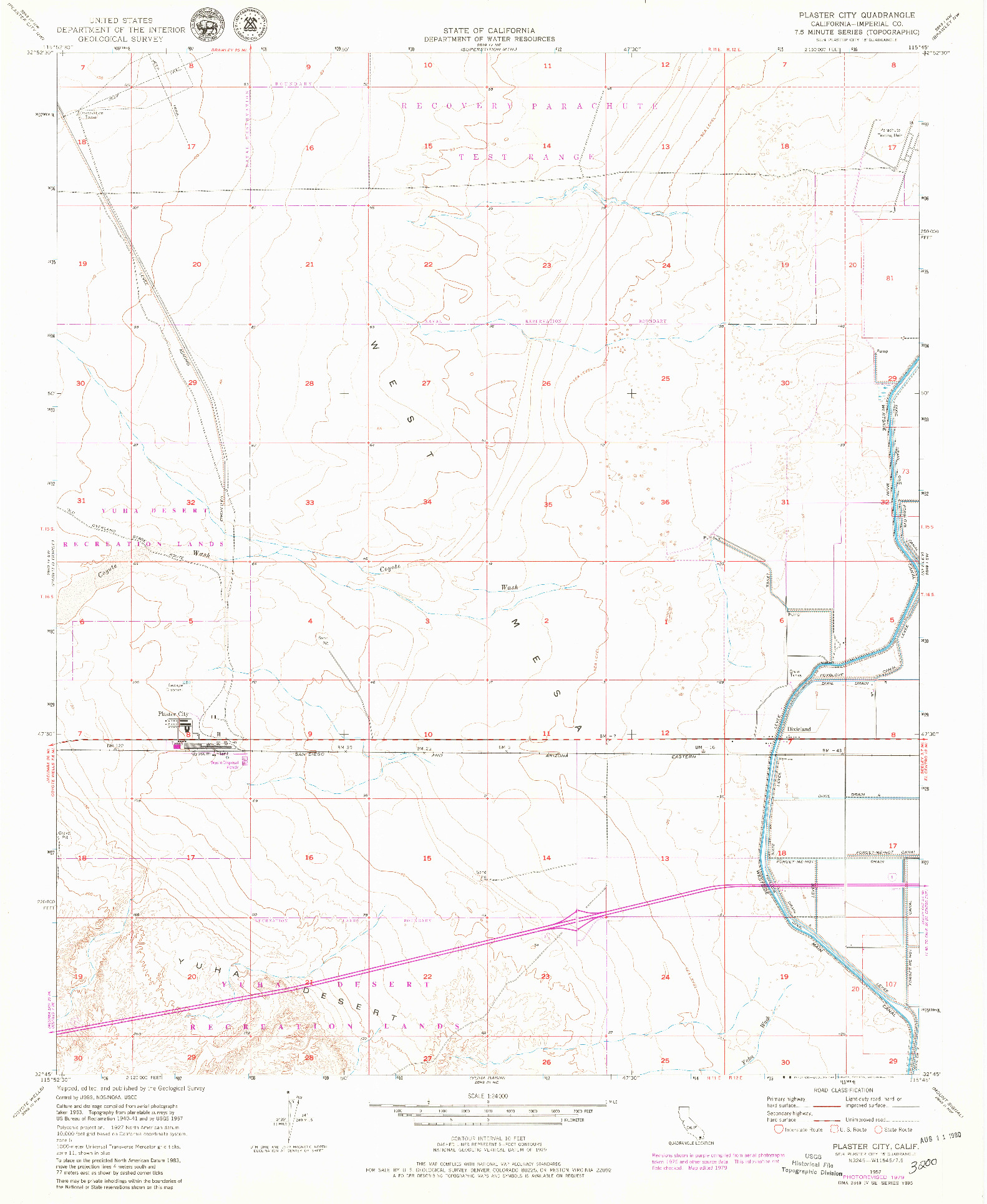 USGS 1:24000-SCALE QUADRANGLE FOR PLASTER CITY, CA 1957