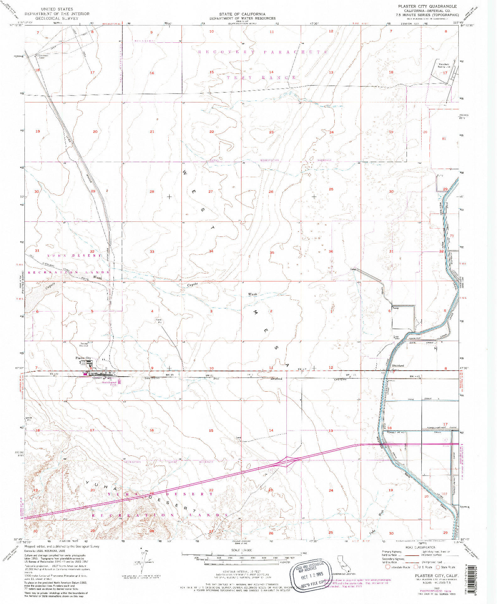 USGS 1:24000-SCALE QUADRANGLE FOR PLASTER CITY, CA 1957