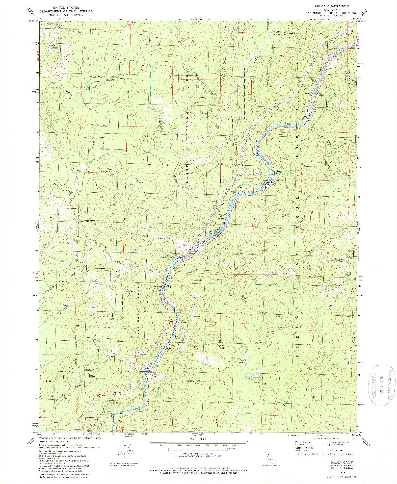 USGS 1:24000-SCALE QUADRANGLE FOR PULGA, CA 1979