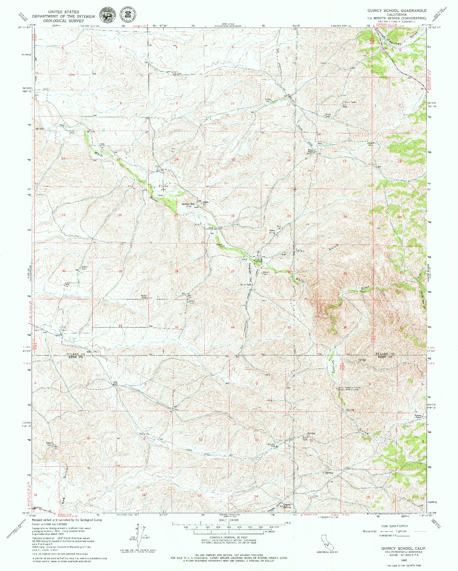 USGS 1:24000-SCALE QUADRANGLE FOR QUINCY SCHOOL, CA 1965