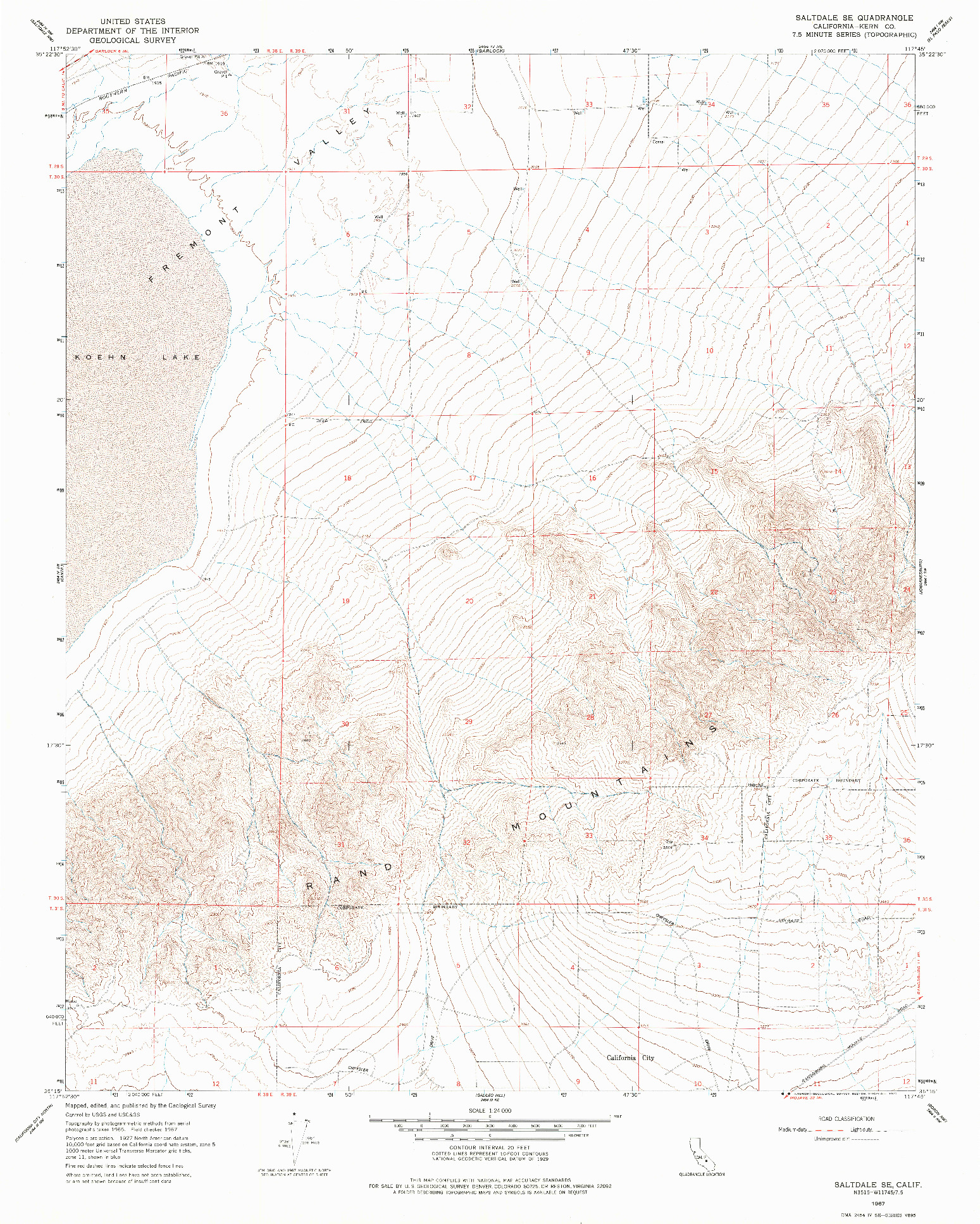 USGS 1:24000-SCALE QUADRANGLE FOR SALTDALE SE, CA 1967