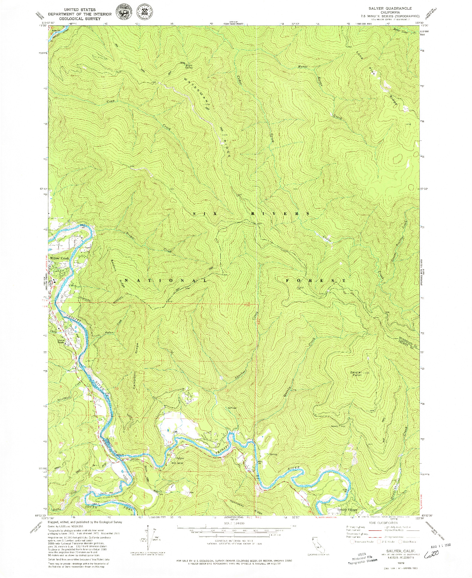 USGS 1:24000-SCALE QUADRANGLE FOR SALYER, CA 1979