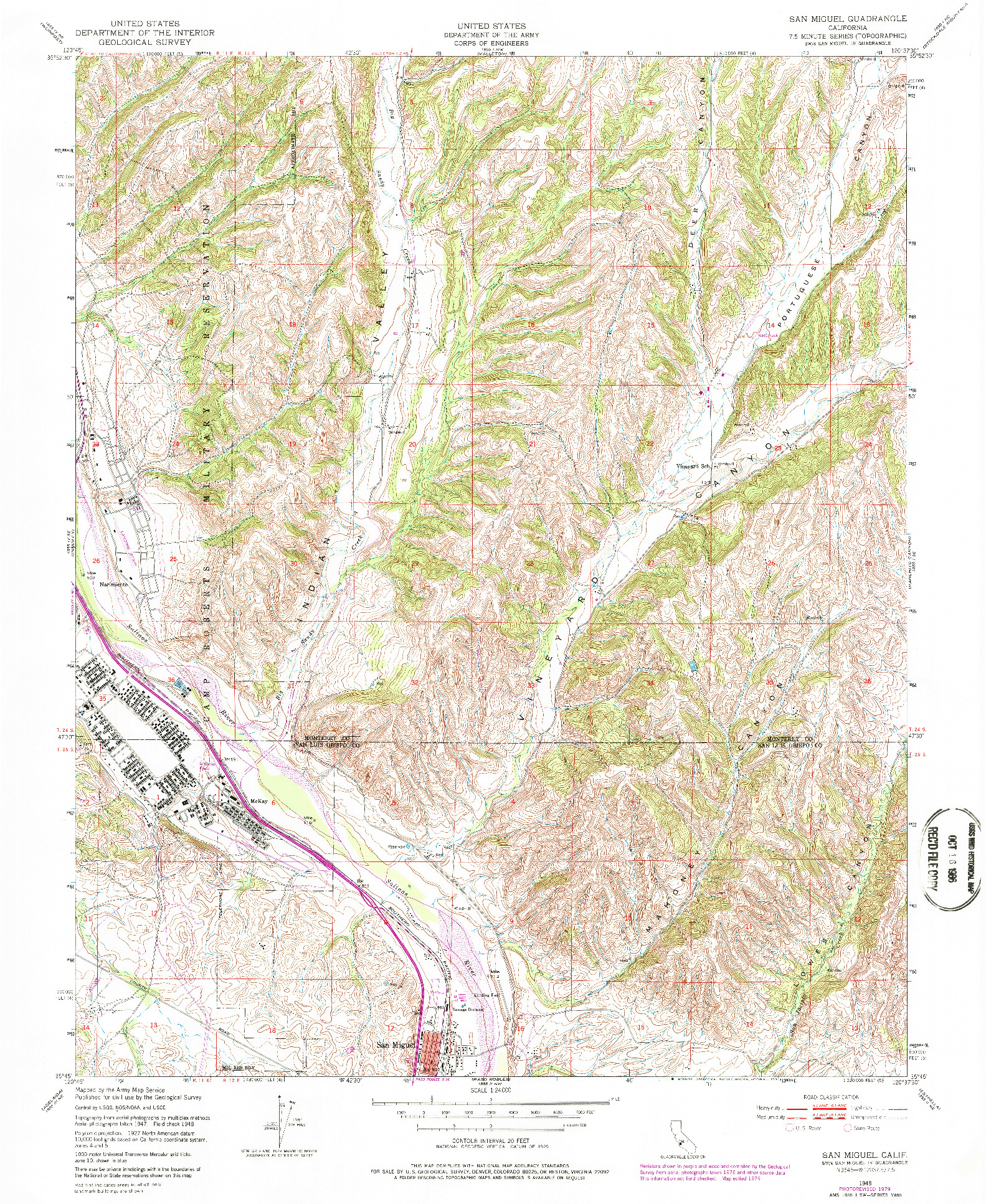 USGS 1:24000-SCALE QUADRANGLE FOR SAN MIGUEL, CA 1948