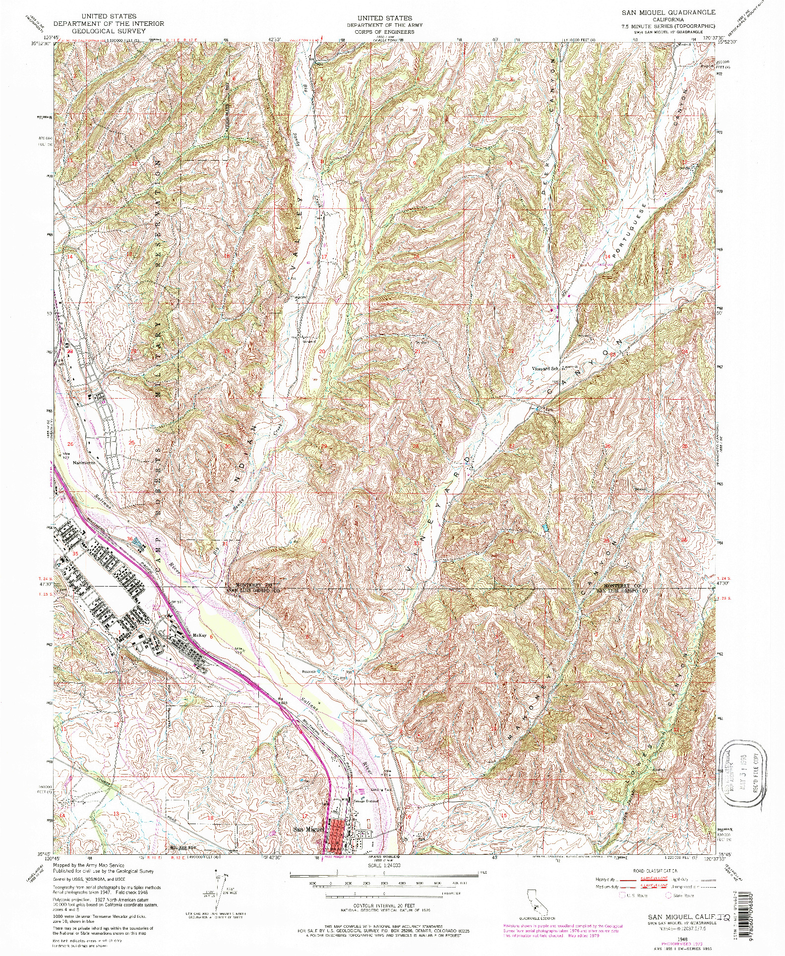 USGS 1:24000-SCALE QUADRANGLE FOR SAN MIGUEL, CA 1948