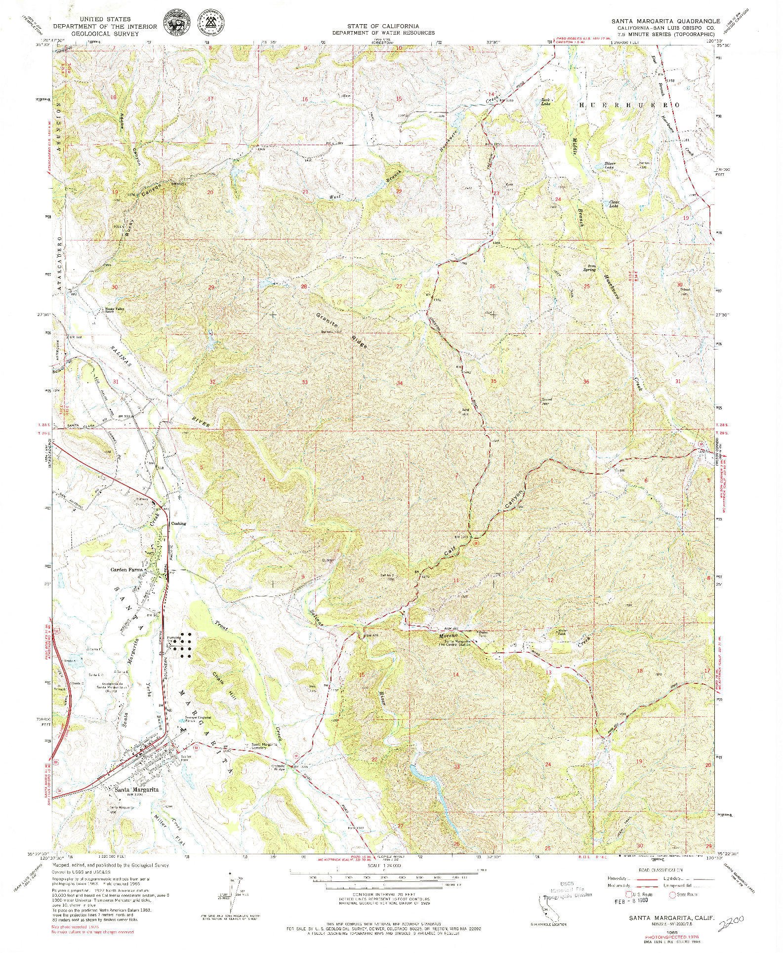 USGS 1:24000-SCALE QUADRANGLE FOR SANTA MARGARITA, CA 1965