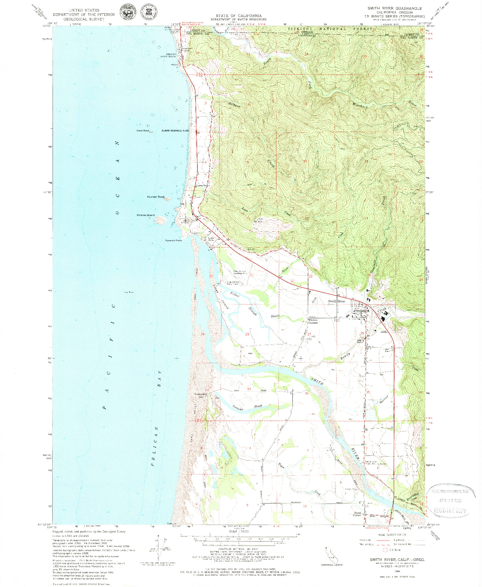 USGS 1:24000-SCALE QUADRANGLE FOR SMITH RIVER, CA 1966
