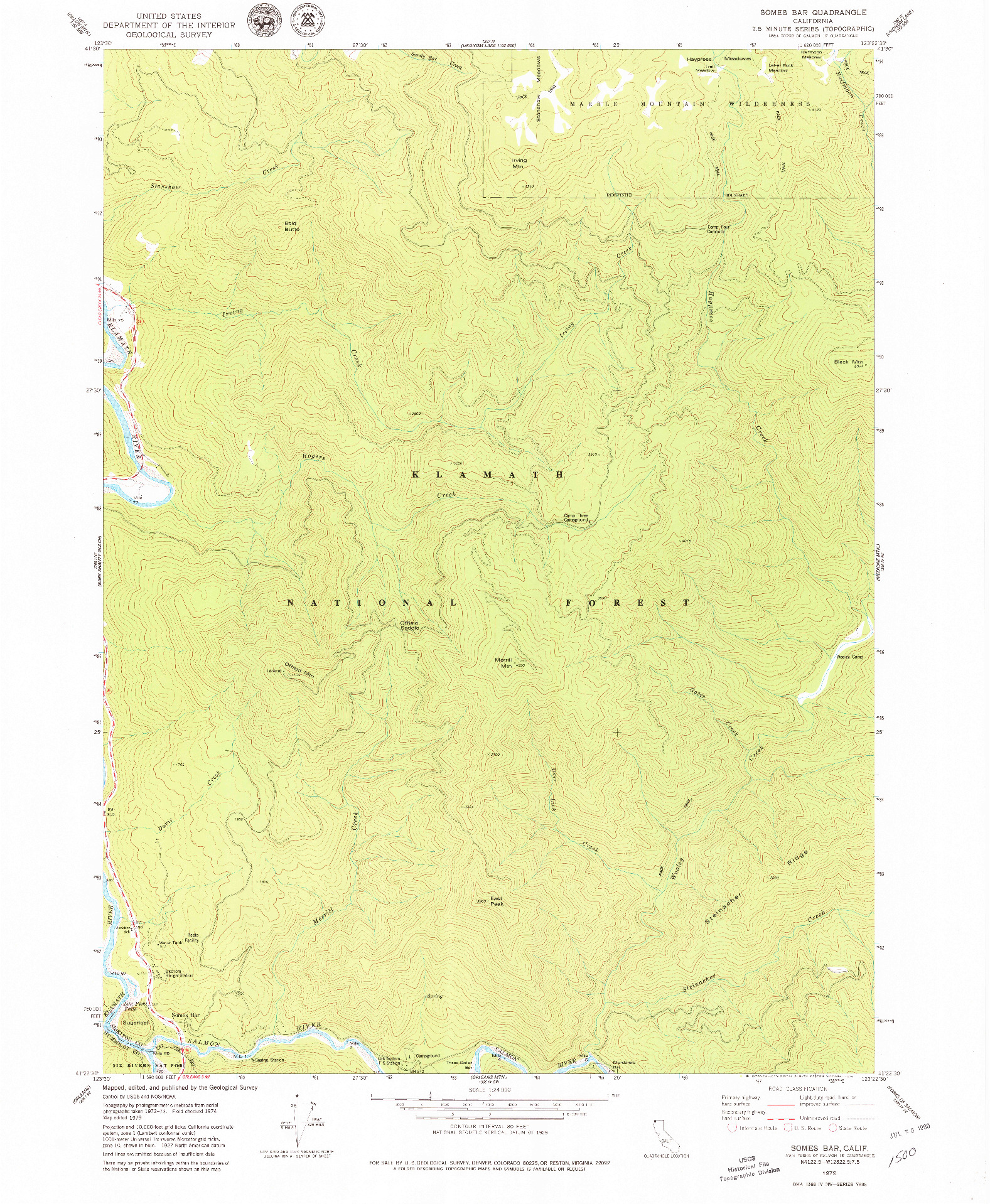 USGS 1:24000-SCALE QUADRANGLE FOR SOMES BAR, CA 1979