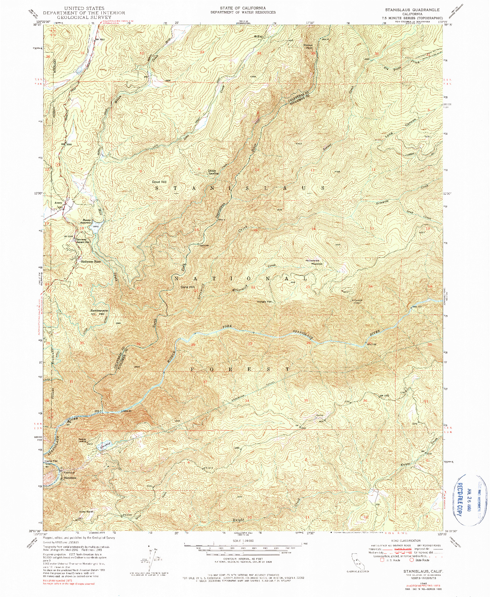 USGS 1:24000-SCALE QUADRANGLE FOR STANISLAUS, CA 1948