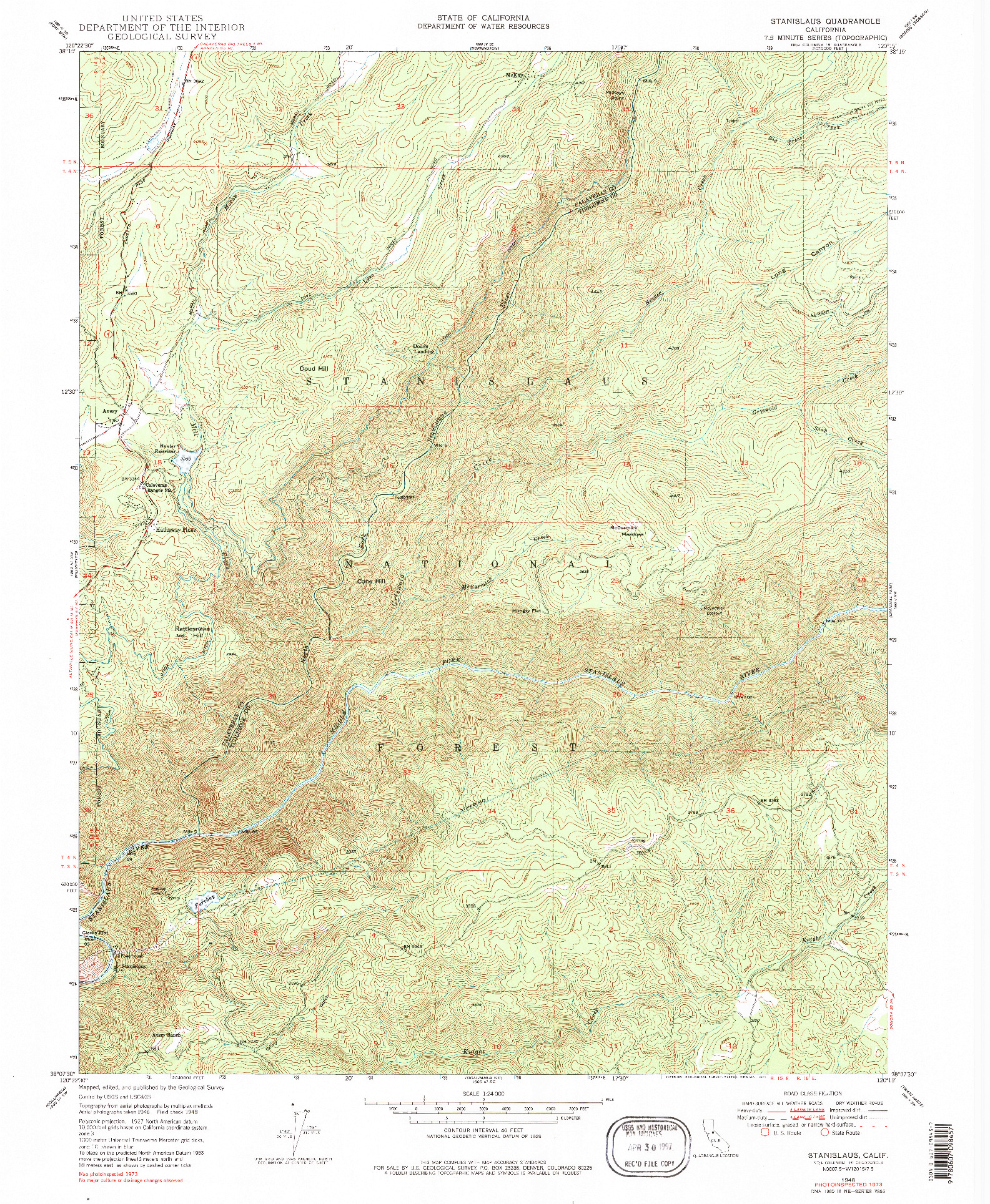 USGS 1:24000-SCALE QUADRANGLE FOR STANISLAUS, CA 1948