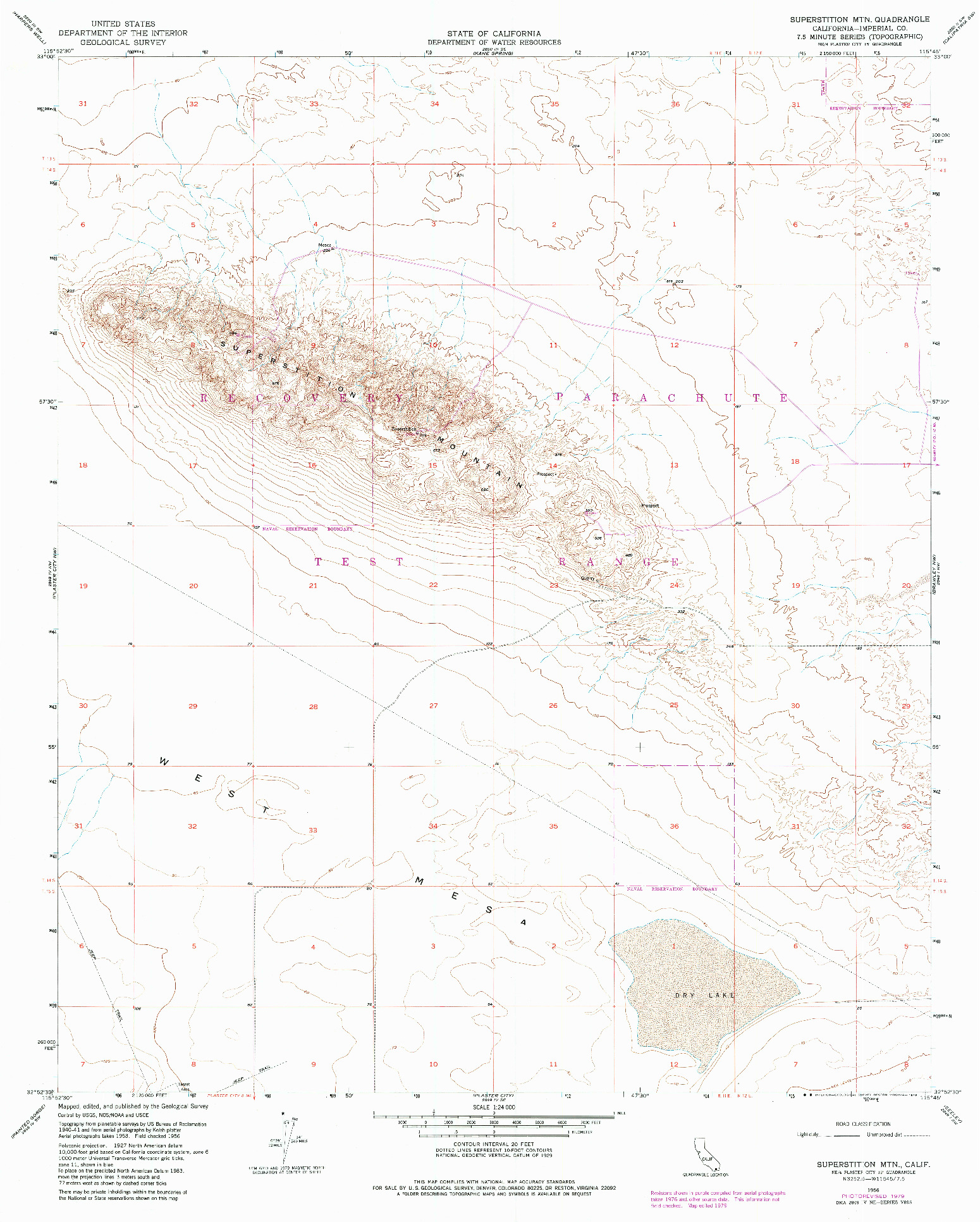 USGS 1:24000-SCALE QUADRANGLE FOR SUPERSTITION MTN, CA 1956