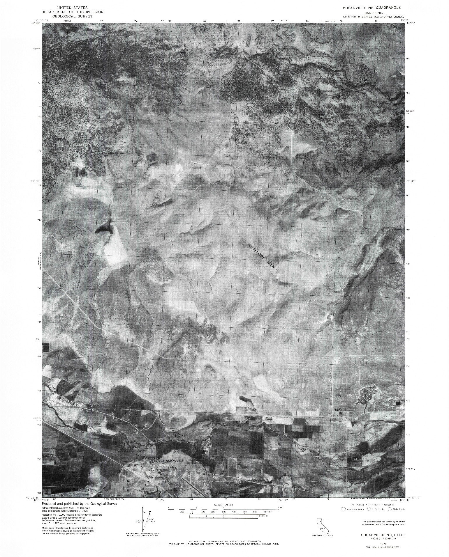 USGS 1:24000-SCALE QUADRANGLE FOR SUSANVILLE NE, CA 1975