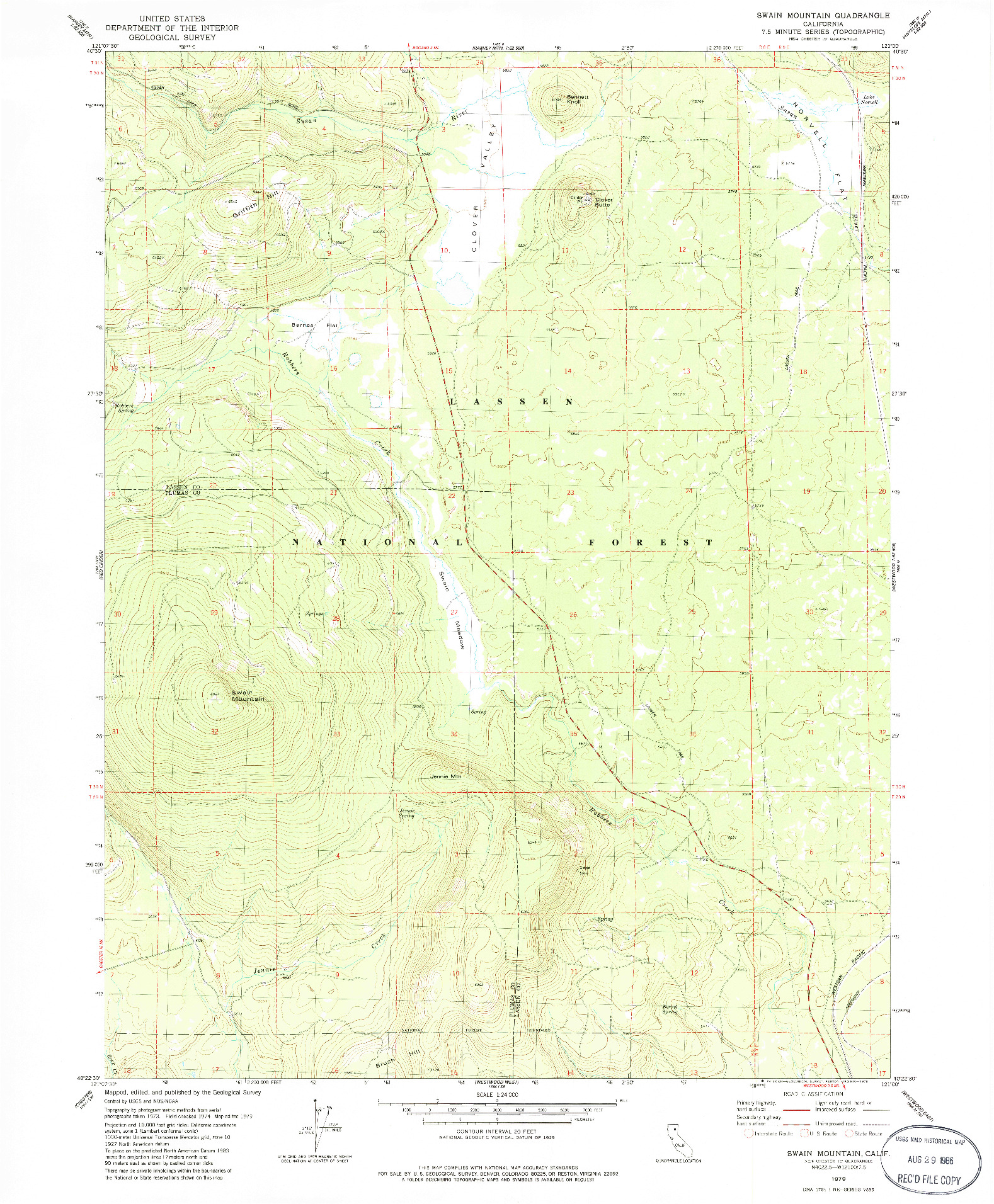 USGS 1:24000-SCALE QUADRANGLE FOR SWAIN MOUNTAIN, CA 1979